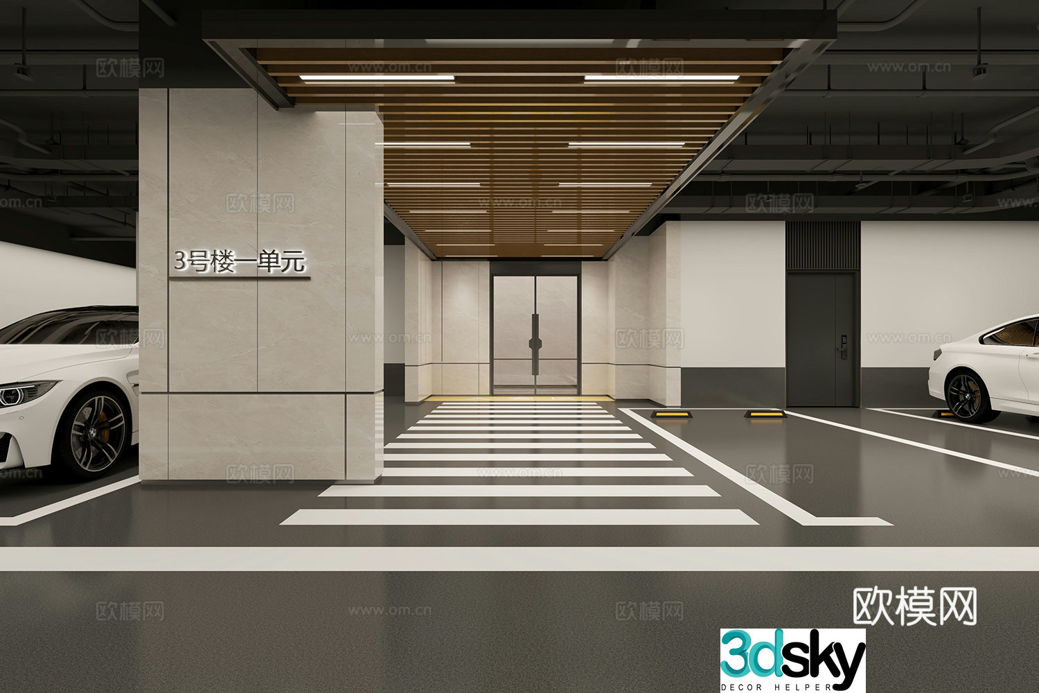 Parking lot entrance area 3D model