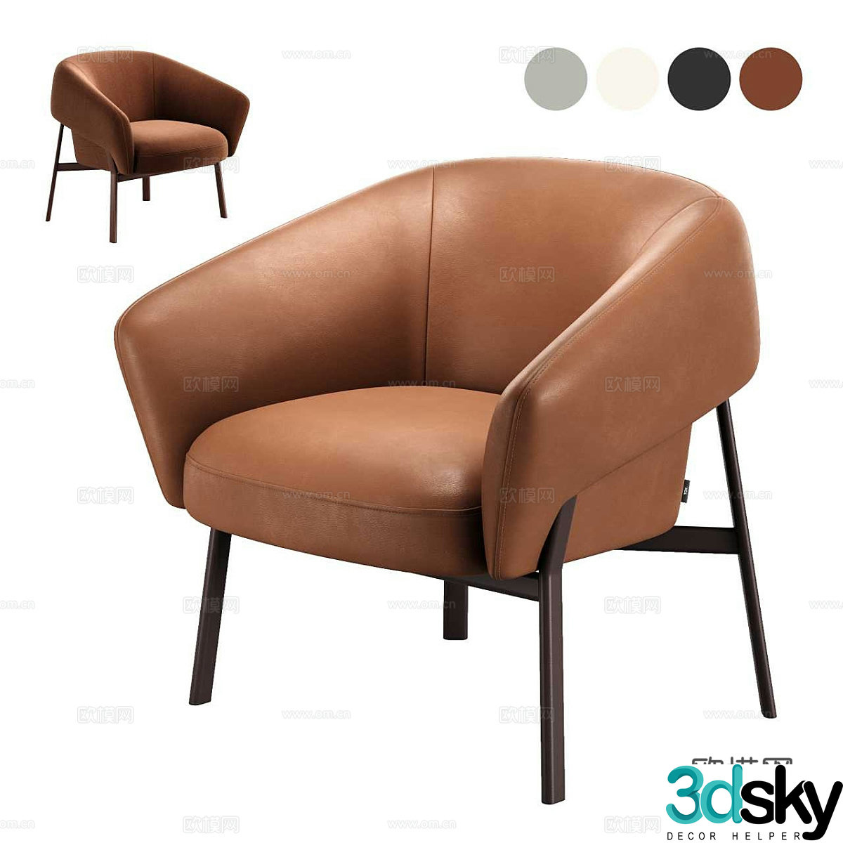 Nordic simple single sofa single sofa simple sofa leather sofa living room sofa 3D model