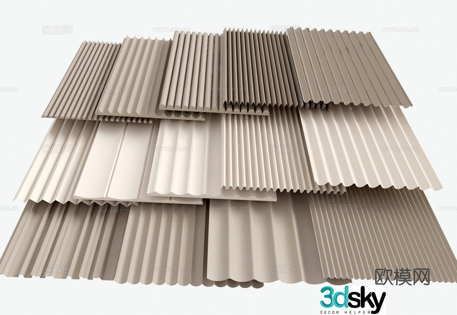 Modern wavy wall panel 3d model