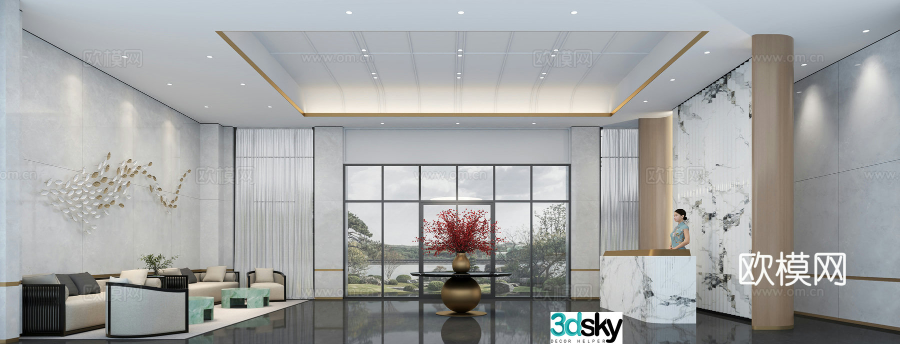 Modern hall 3d model