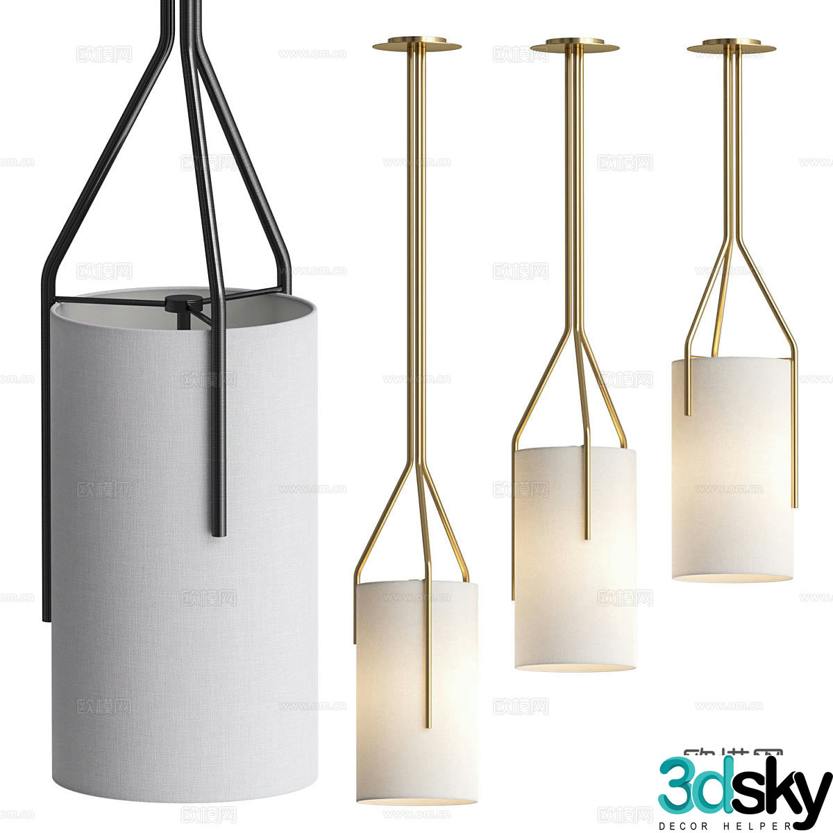 New Chinese style light luxury decorative chandelier 3D model