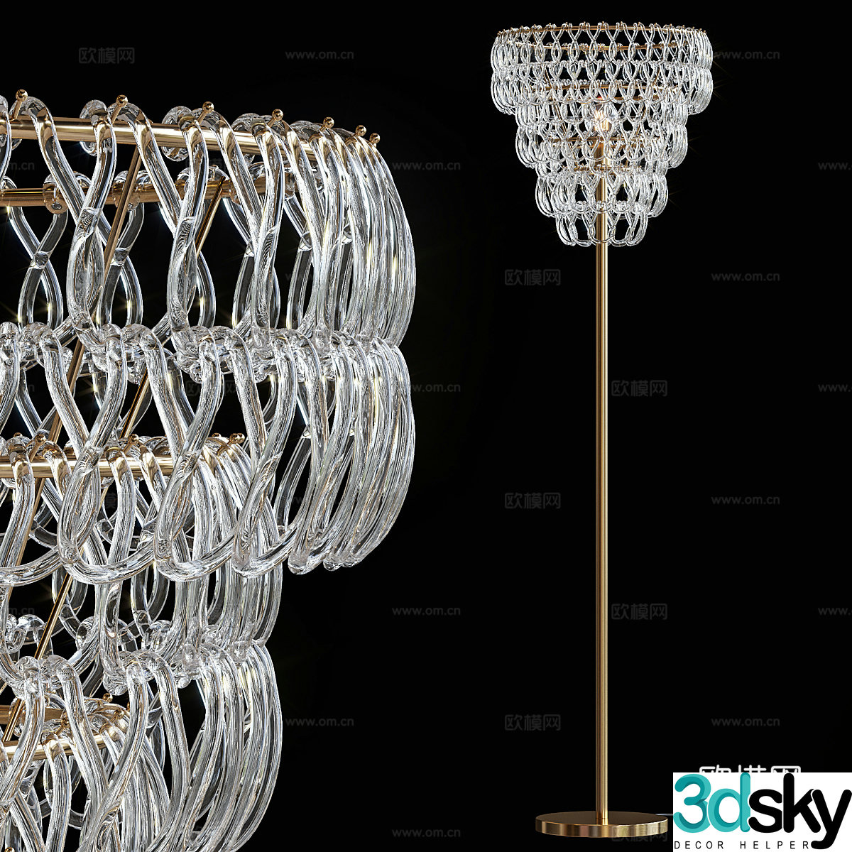 Modern light luxury KNIT floor lamp 3d model