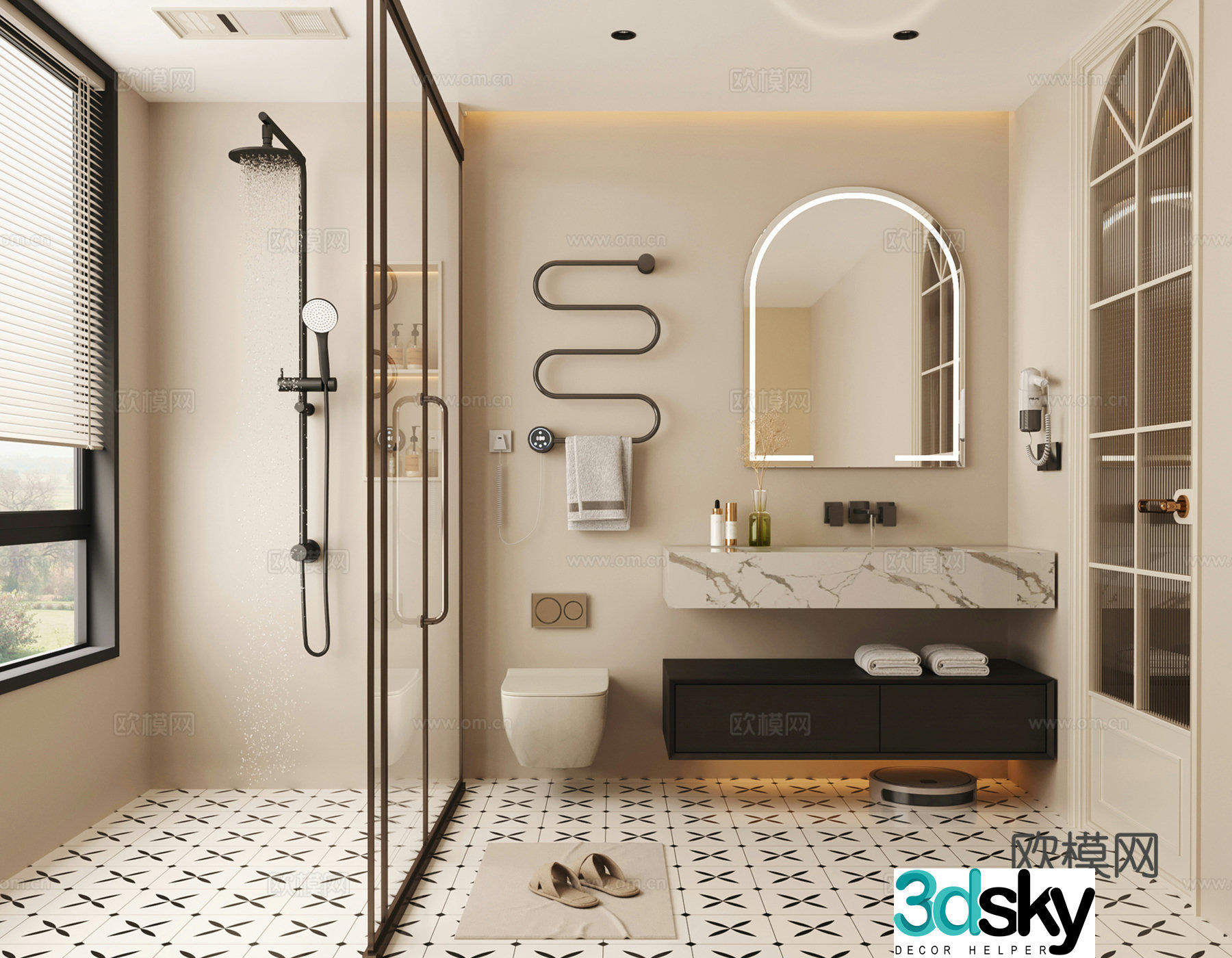 Modern bathroom Bathroom Shower Toilet Bathroom Cabinet 3D Model