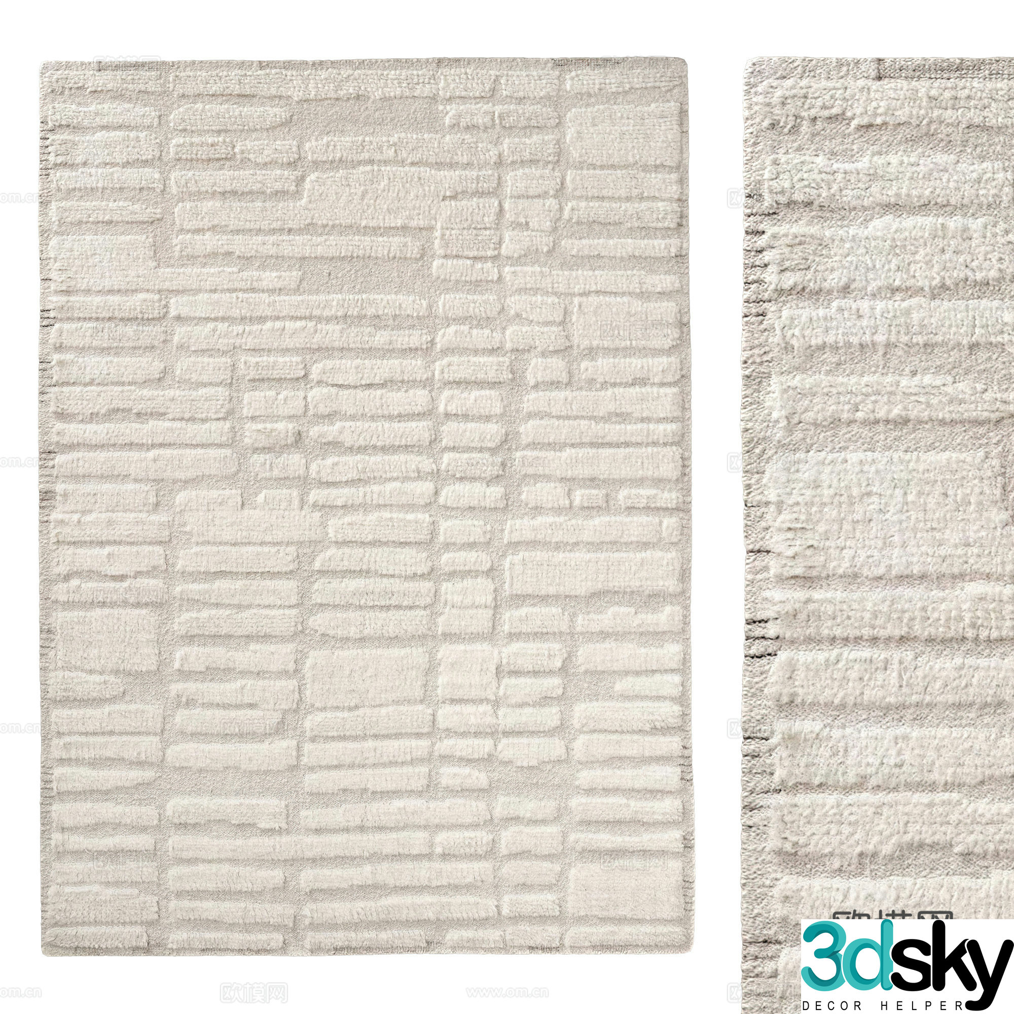 Modern Cream Style DUA Wool Carpet 3D Model