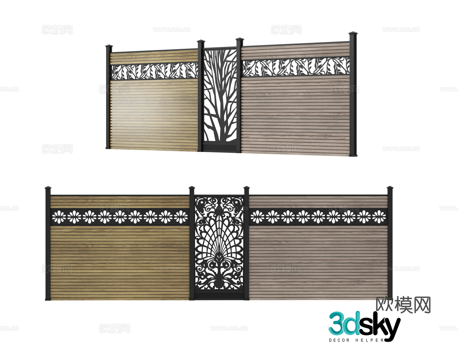 Plastic wood fence anticorrosion wood fence 3d model