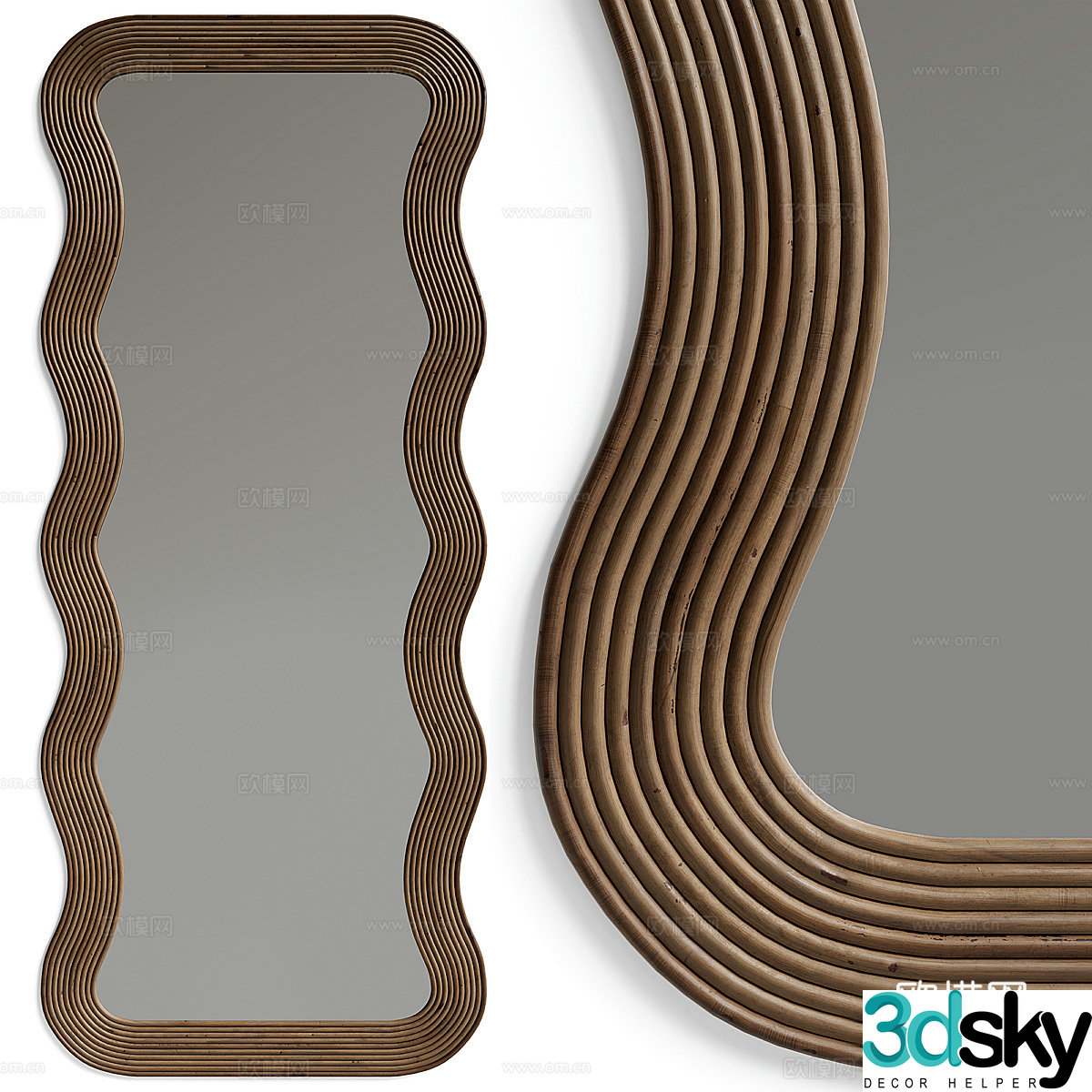 Retro decorative mirror Floor-standing mirror Dressing mirror Bathroom mirror Special mirror 3D model