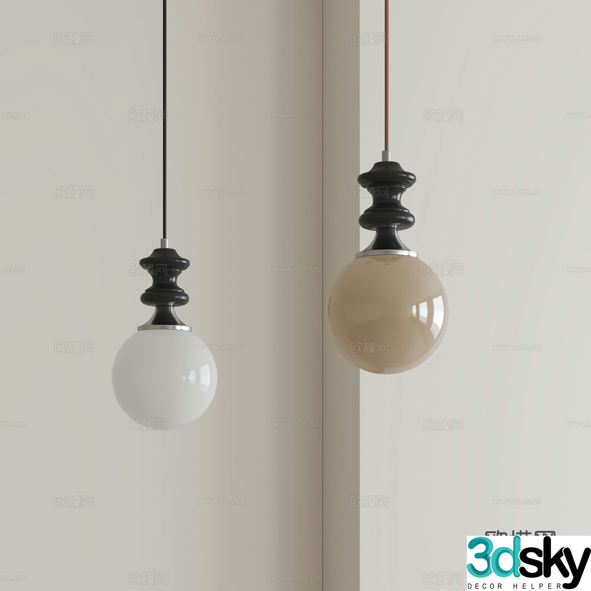 Bauhaus spherical small chandeliers 3D model
