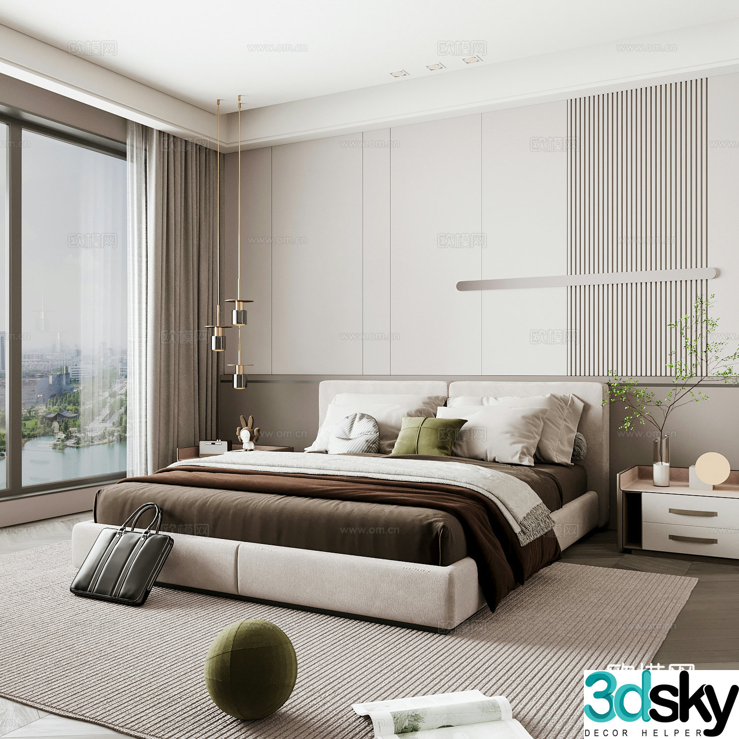 Modern home bedroom Modern bedroom Italian bedroom Simple bedroom Italian bed 3d model