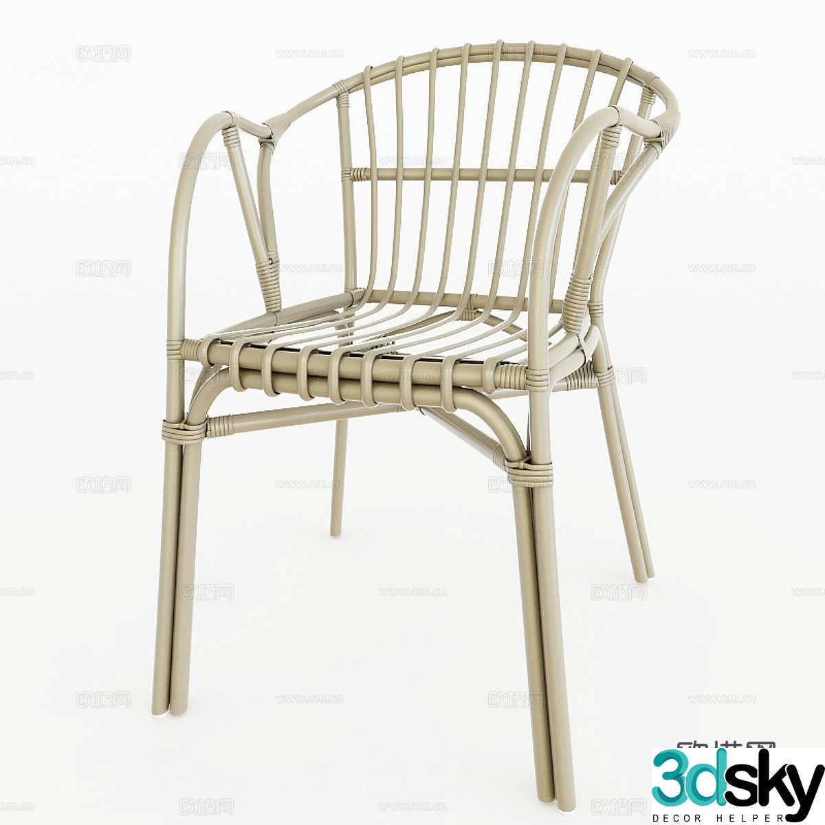 Wasabi style single chair Wasabi style leisure chair Rattan single chair Rattan single chair Bamboo single chair Min 3D model