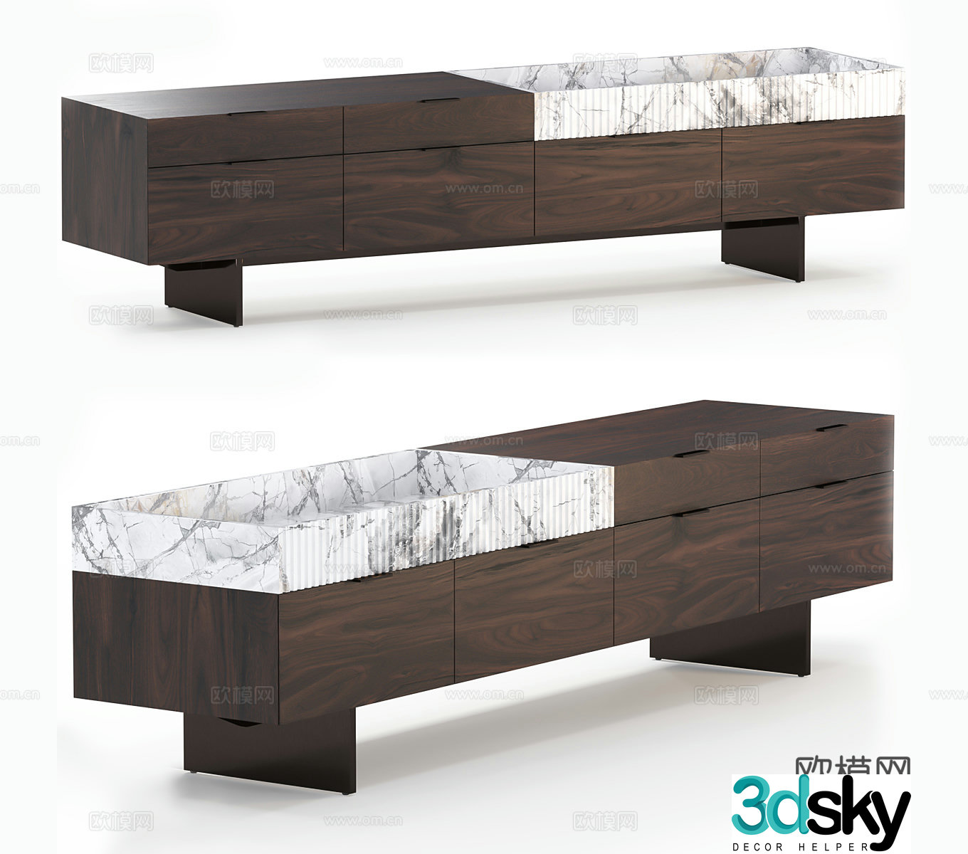 Solid wood TV cabinet medieval TV cabinet low cabinet marble TV cabinet decorative cabinet storage cabinet 3D model