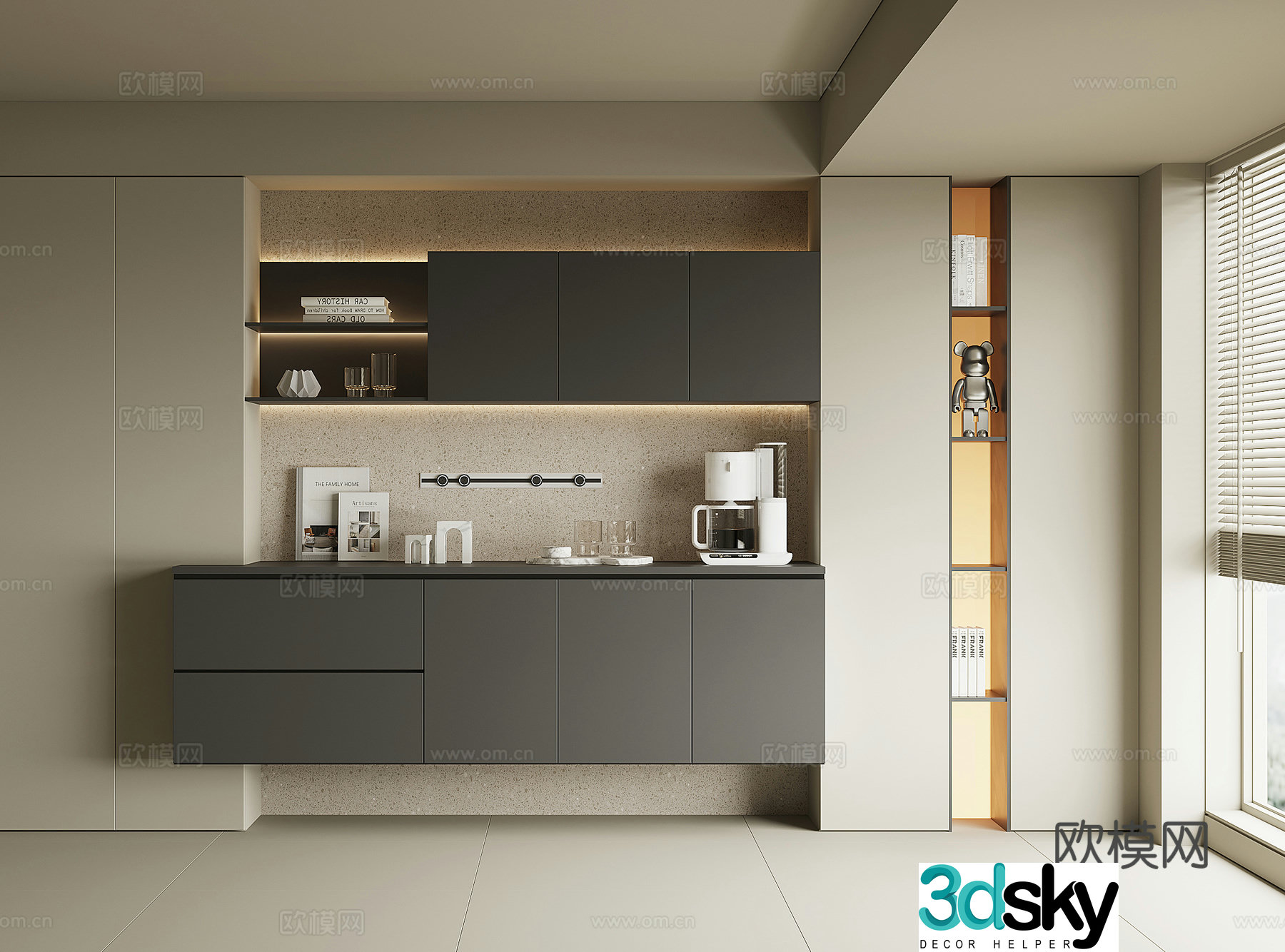 Modern wine cabinet sideboard 3D model