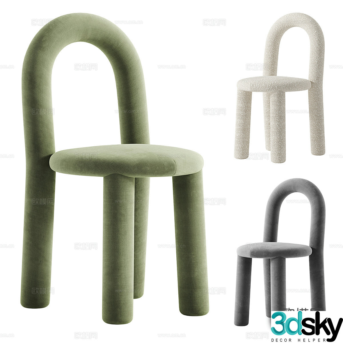 Creamy single chair Dining chair Book chair Children’s chair Leisure chair Fabric dining chair Fabric single chair 3d model
