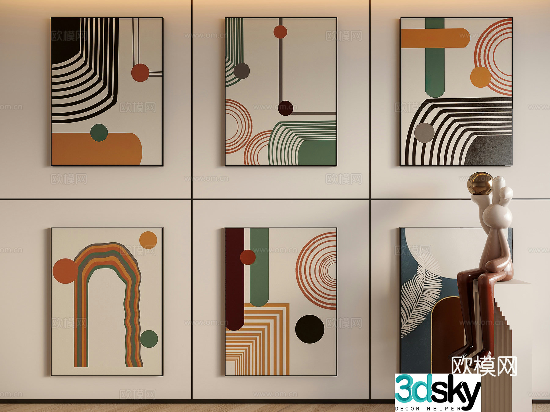 Modern minimalist decorative painting 3d model