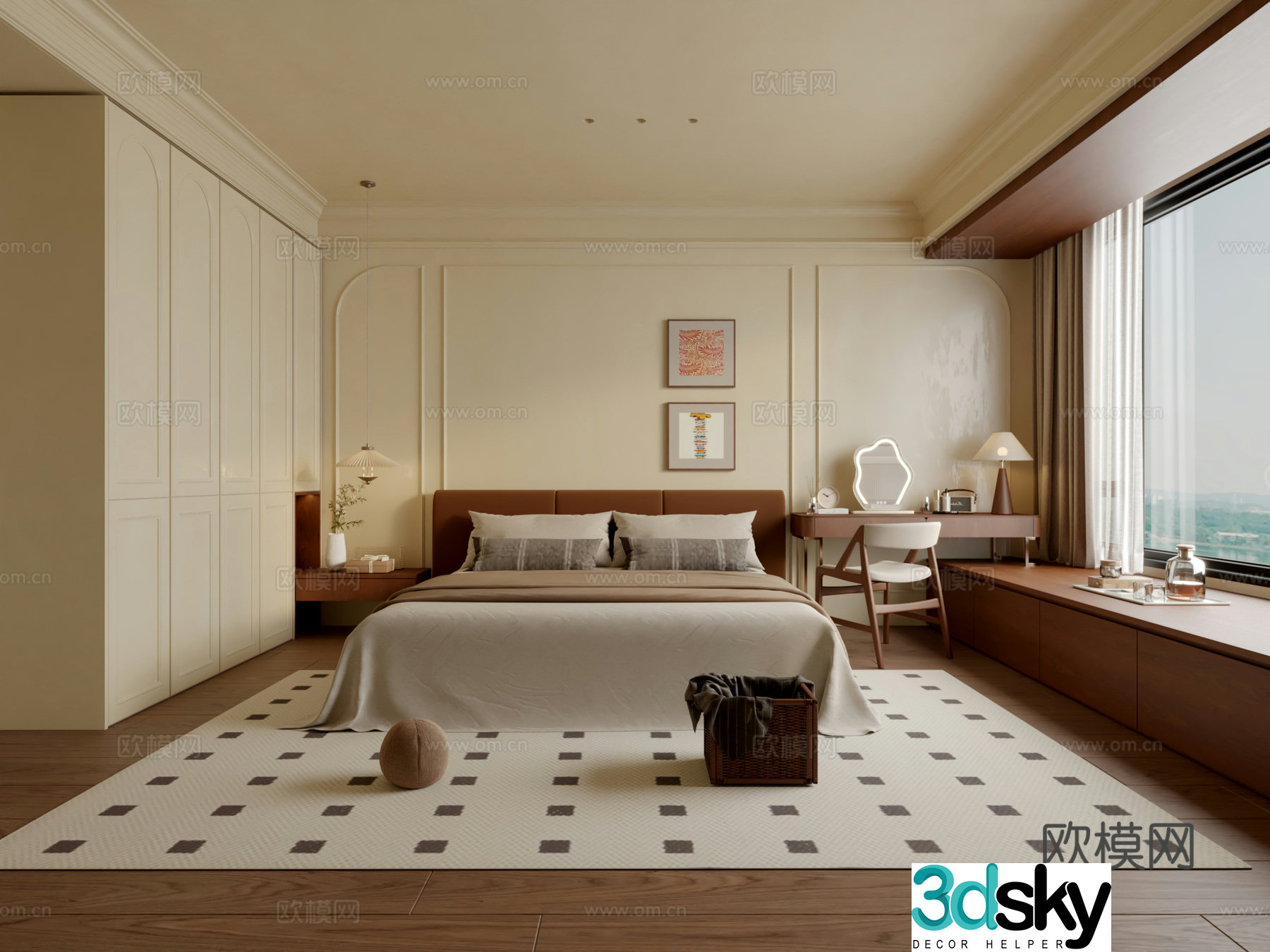 Middle-aged bedroom 3d model