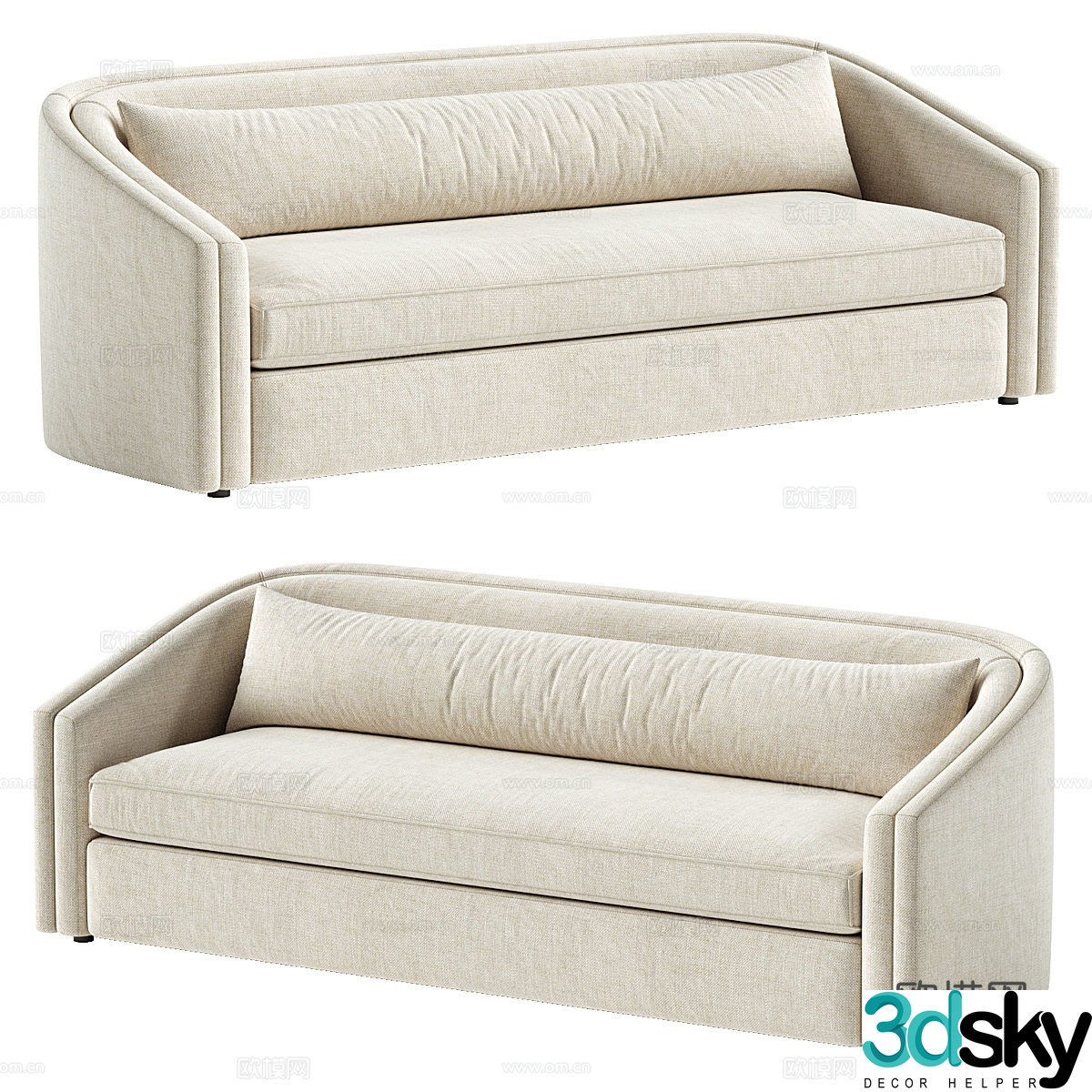 New Chinese Brielle Fabric Sofa 3D Model