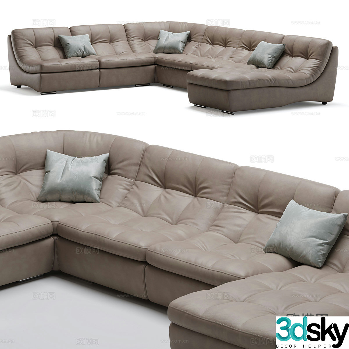 Modern Italian Relax Leather Sofa 3D Model