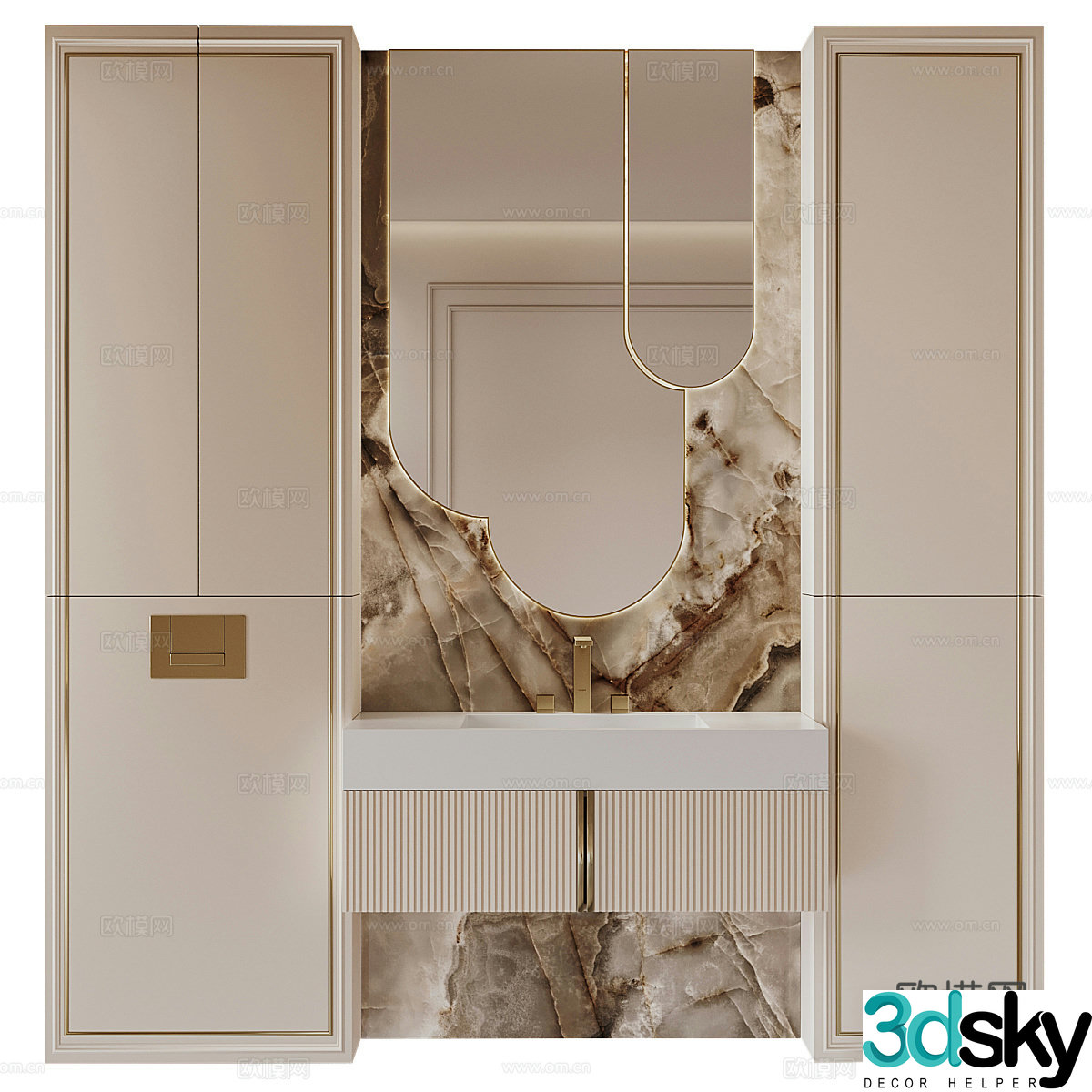 Washing table bathroom cabinet simple washbasin basin counter basin bathroom mirror 3D model