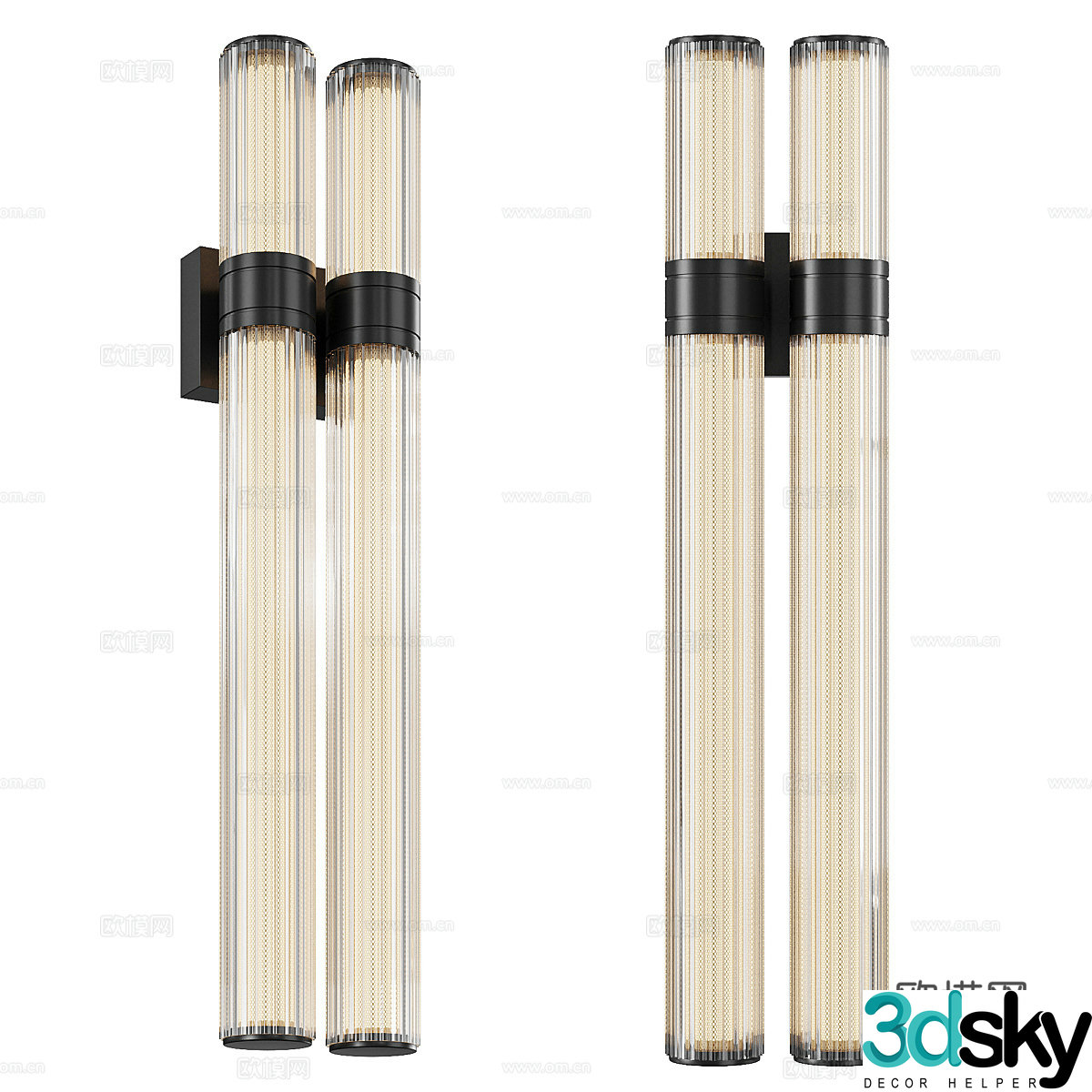New Chinese style light luxury long glass wall lamp 3D model