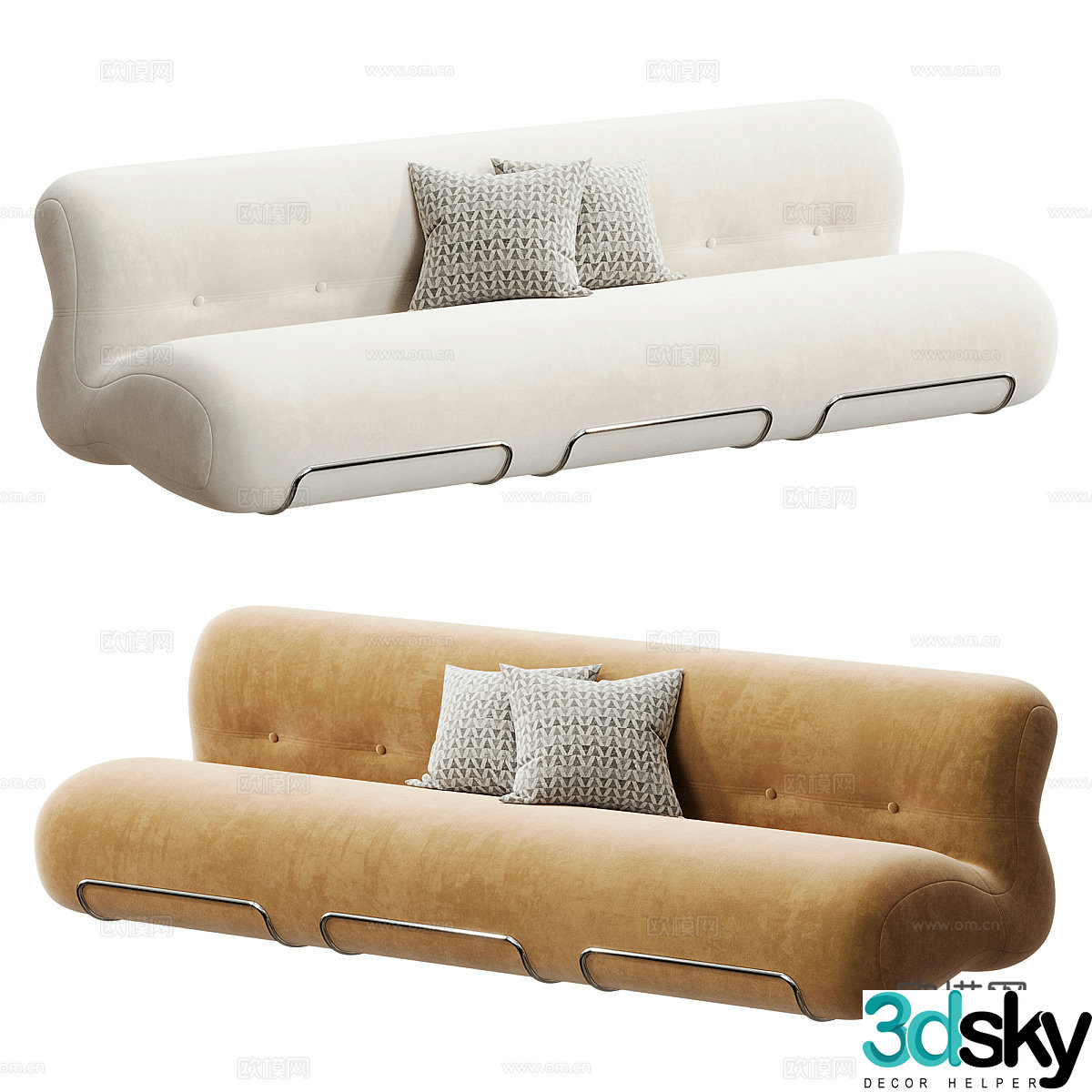 Modern Cream Orsola Casual Sofa 3D Model