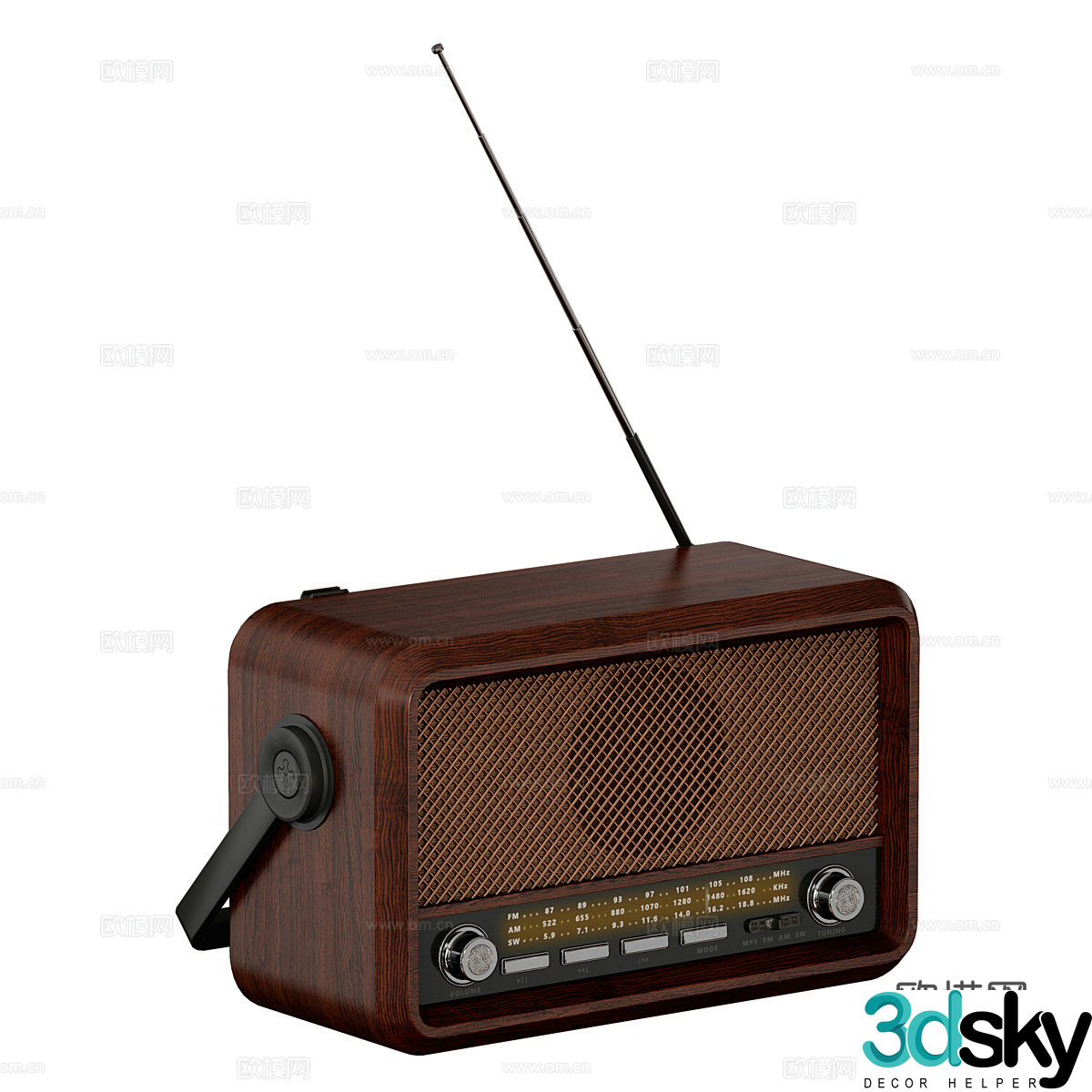 American retro radio 3d model