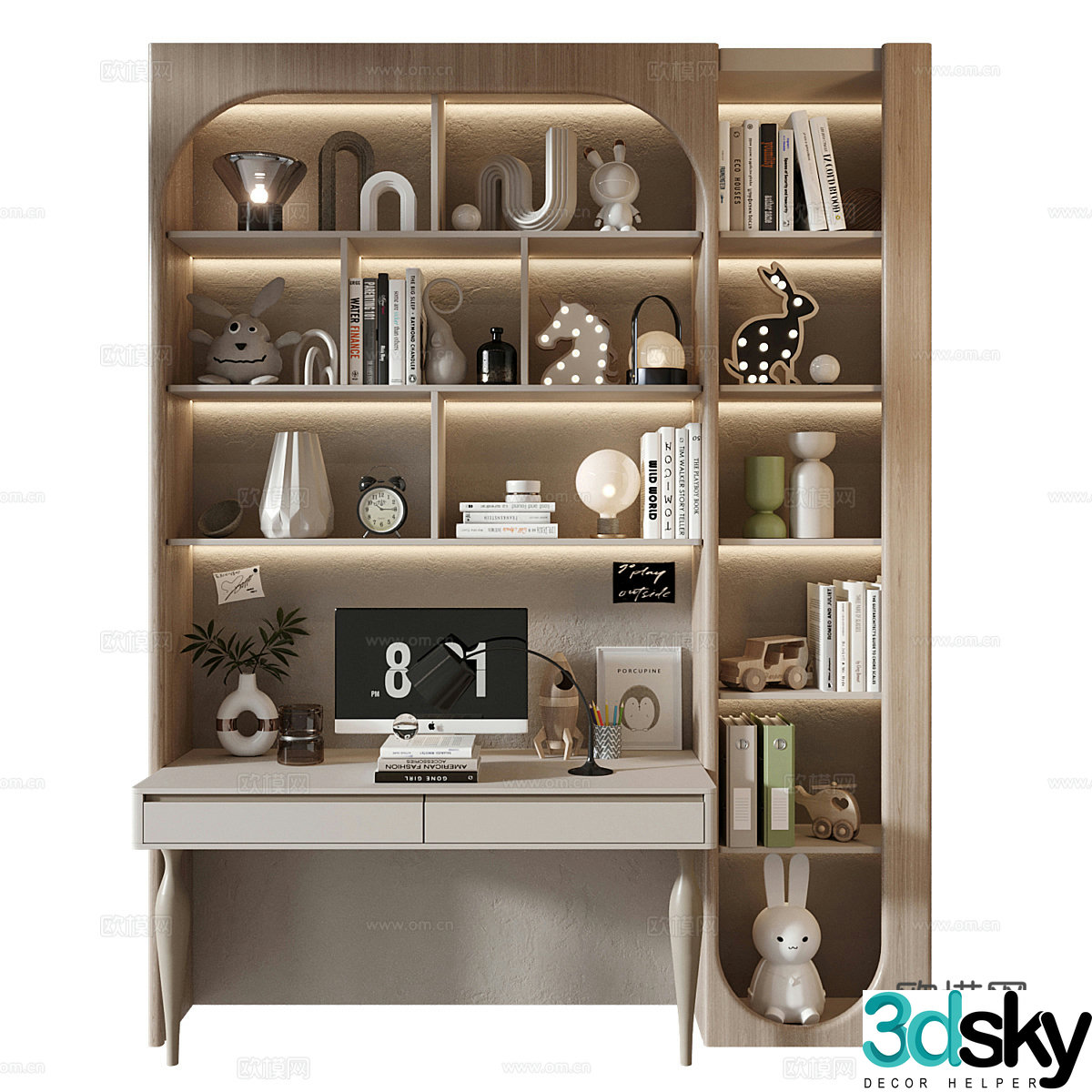 New Chinese style Wasabi children’s bookcase 3D model