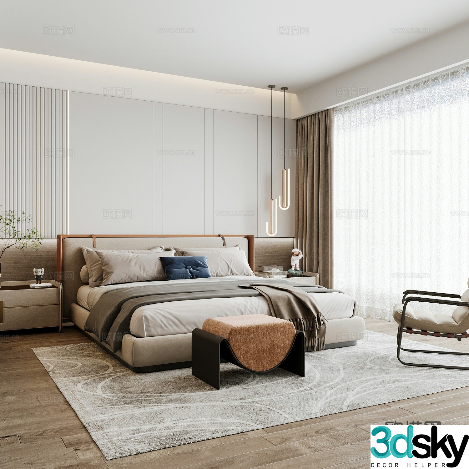 Modern home bedroom Modern bedroom Italian bedroom Simple bedroom Italian bed 3d model