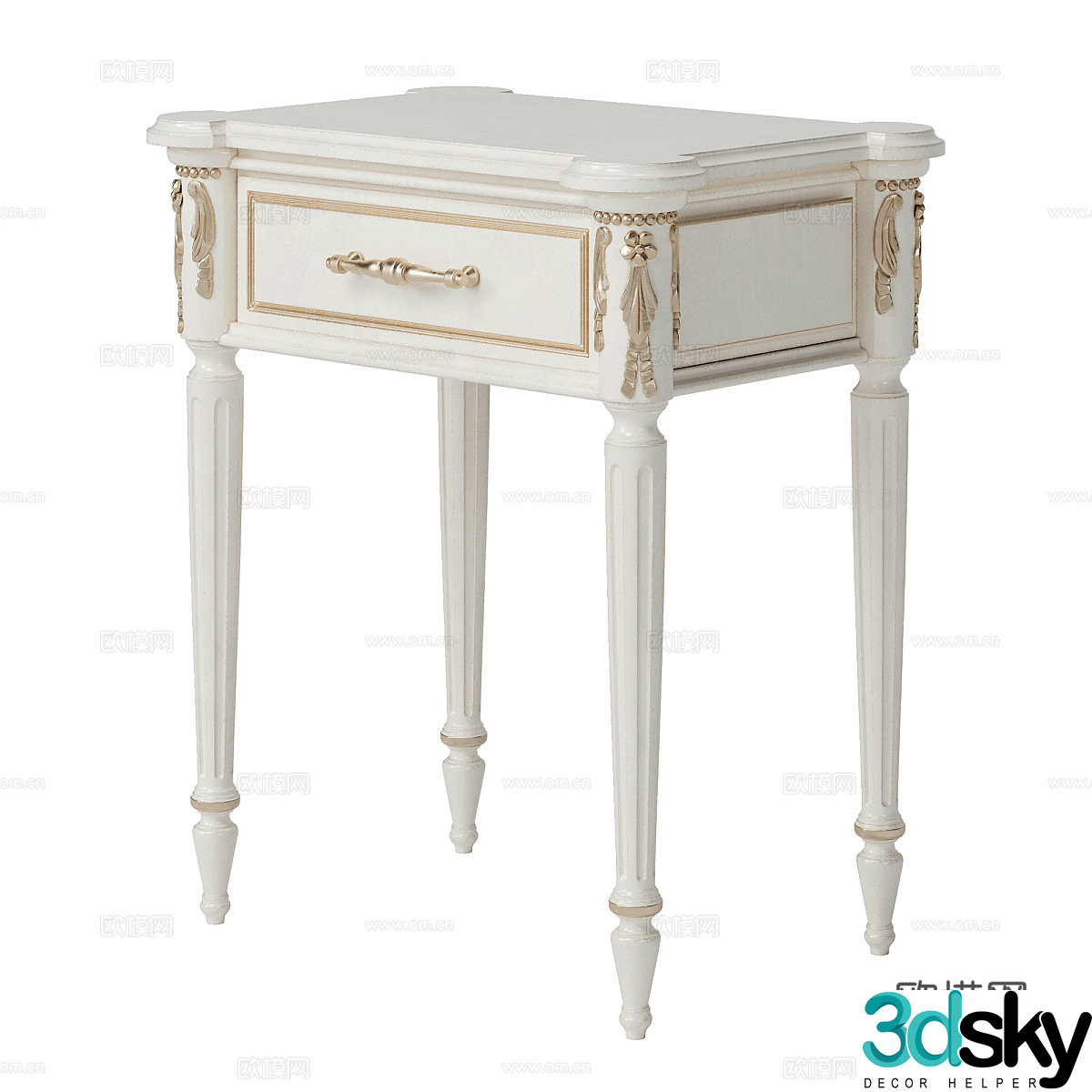 French simple bedside table bedside table simple bedside table light luxury bedside table carved bedside table 3D model