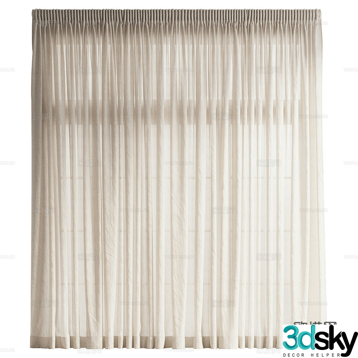Wasabi wind curtain gauze curtain gauze curtain cloth curtain B&B gauze curtain hotel gauze curtain bedroom gauze curtain 3D model