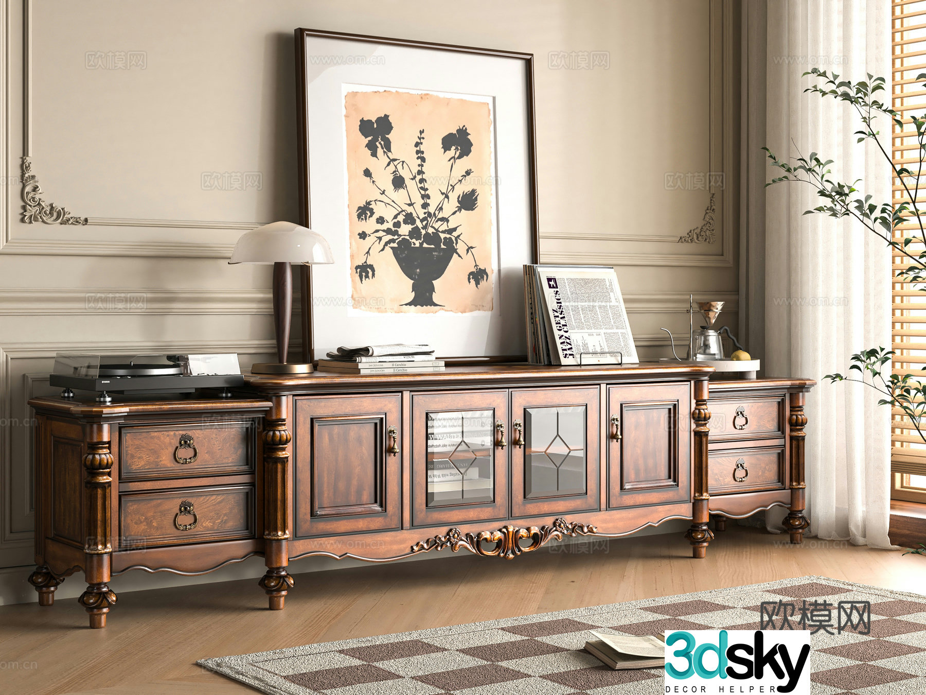 American TV cabinet 3D model