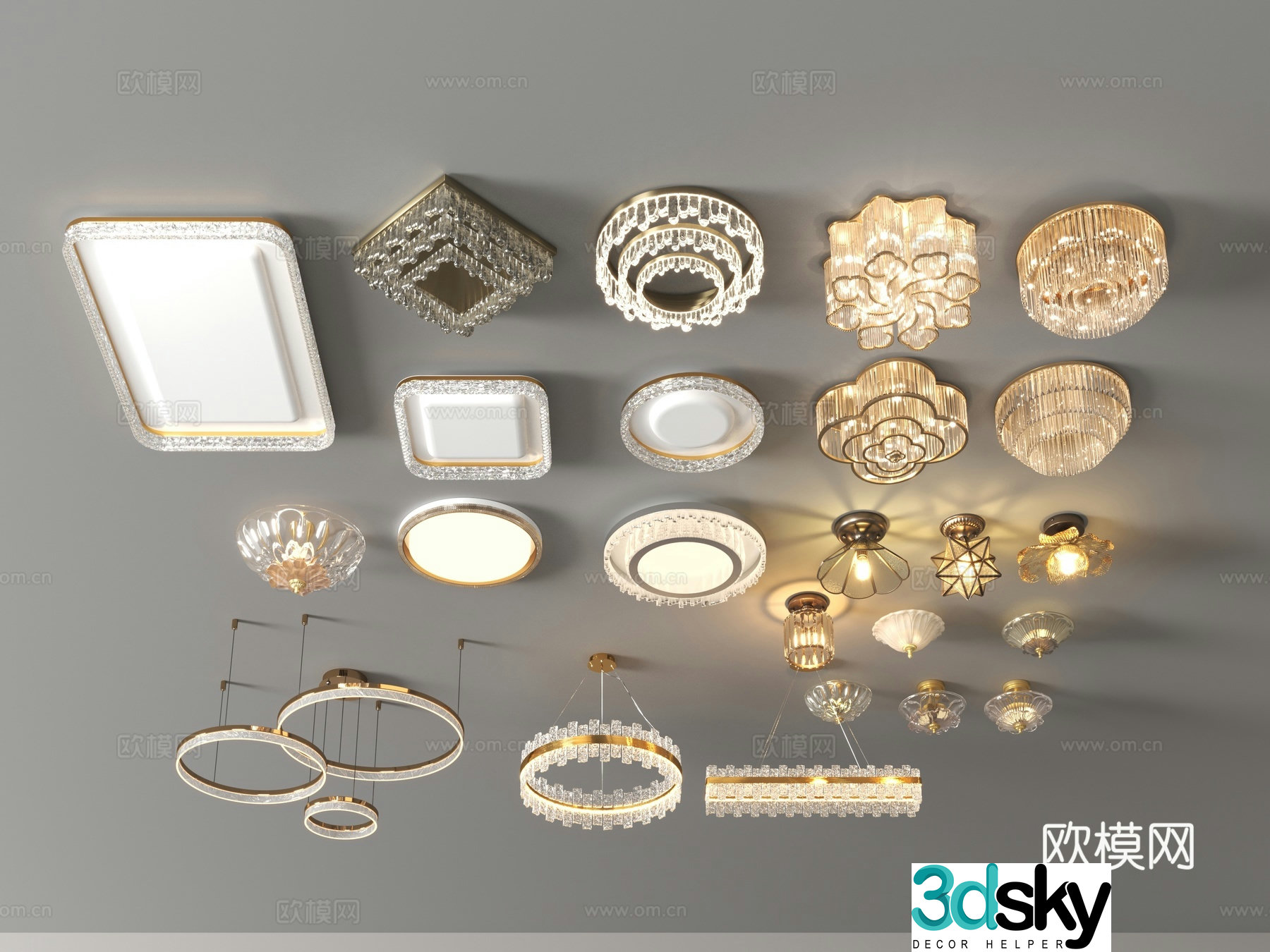 Crystal lamp ceiling lamp 3d model