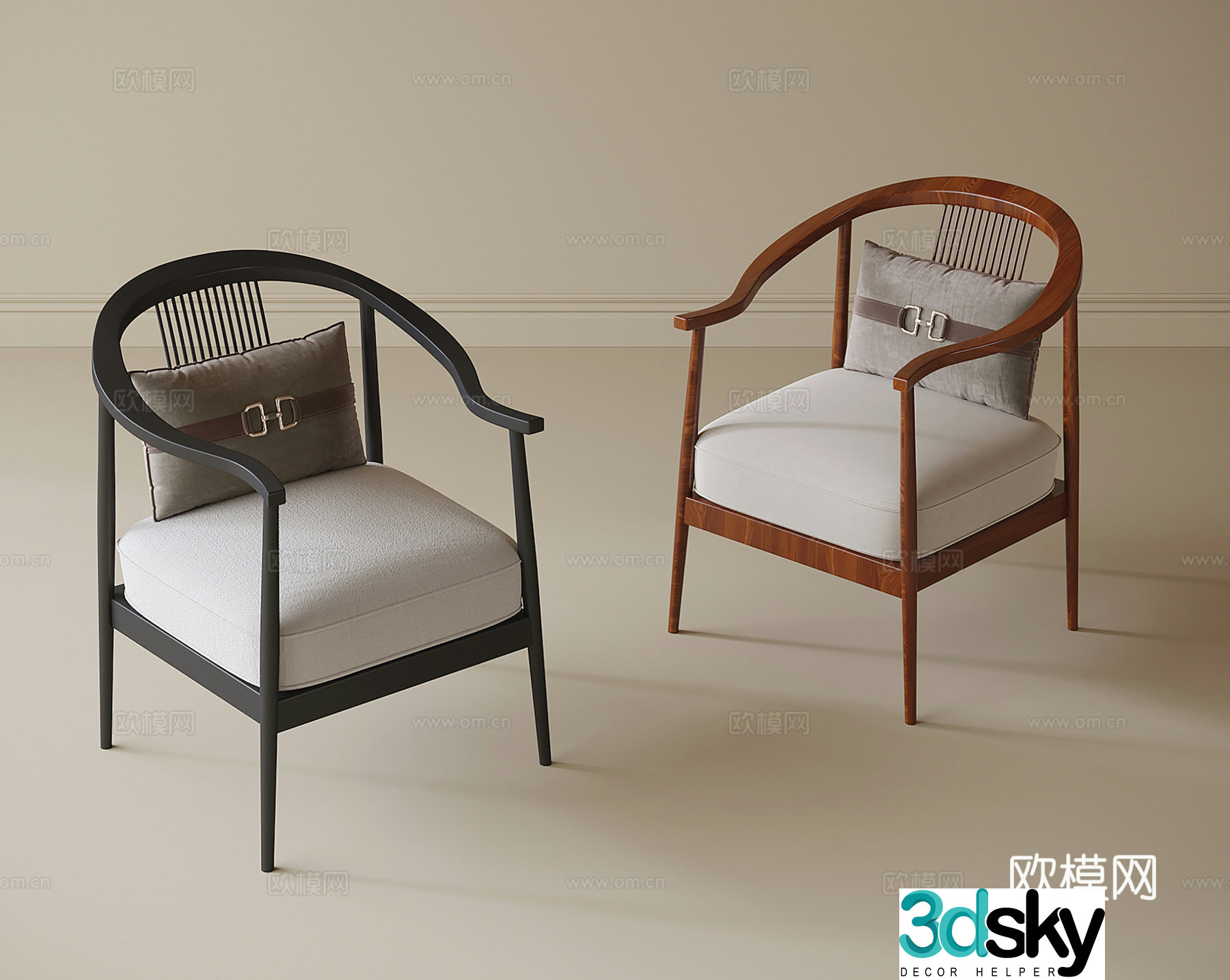 New Chinese style single chair tea chair dining chair book chair 3d model
