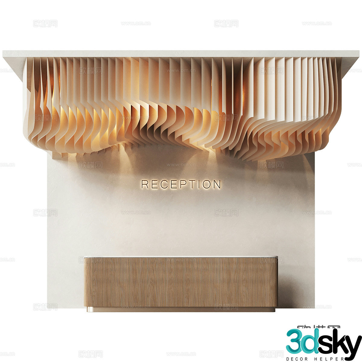 New Chinese style reception desk front desk service desk 3D model
