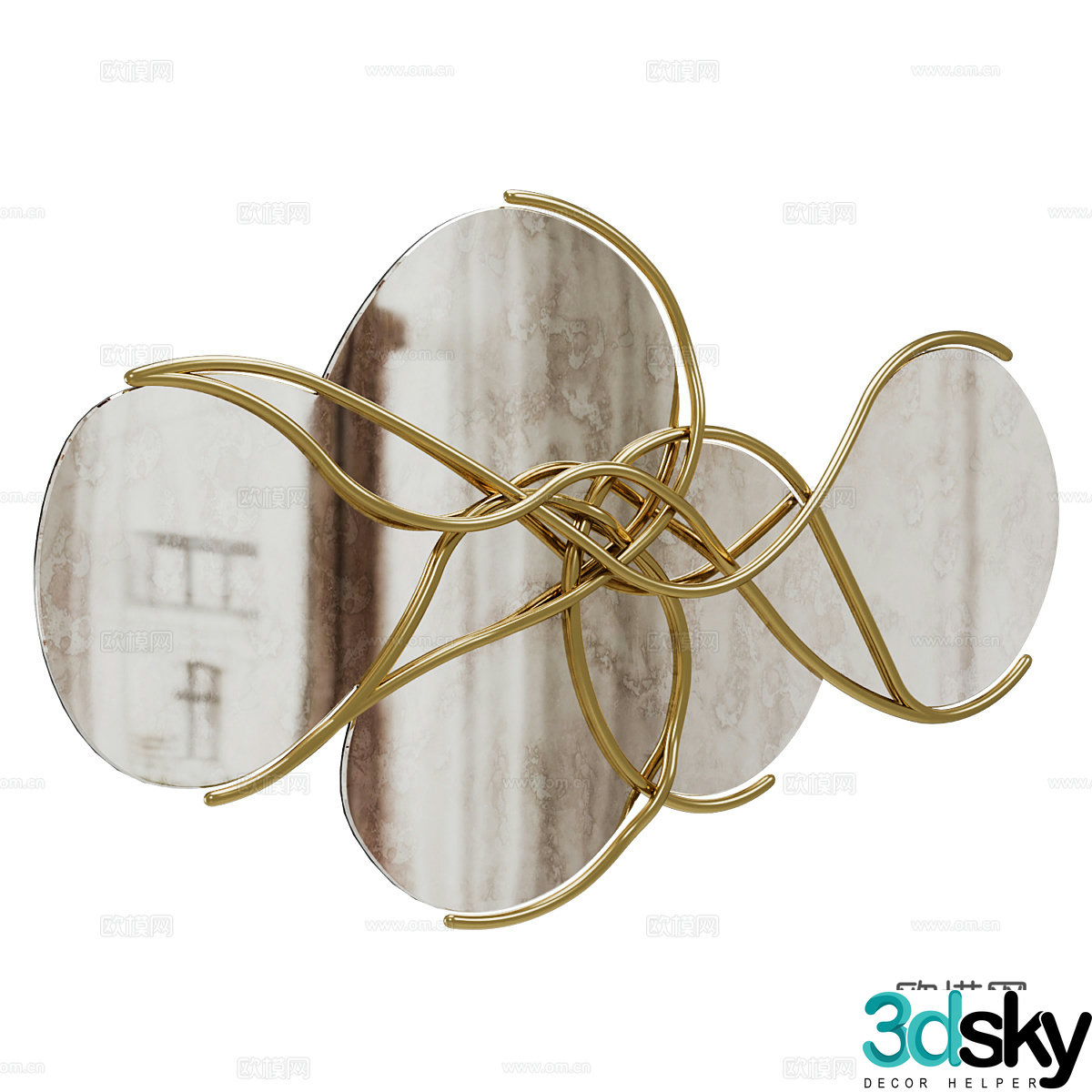 Art pendant Art installation Wall decoration Mirror Decorative mirror Three-dimensional pendant 3D model