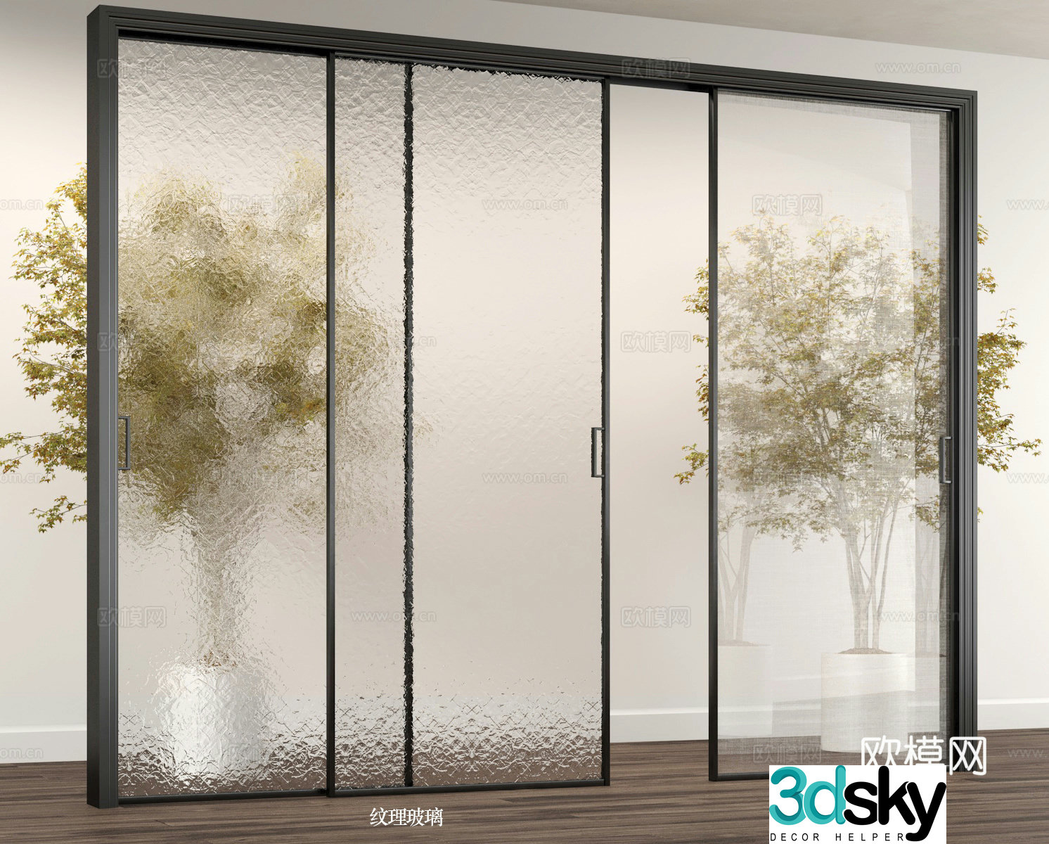 Modern glass sliding door 3d model