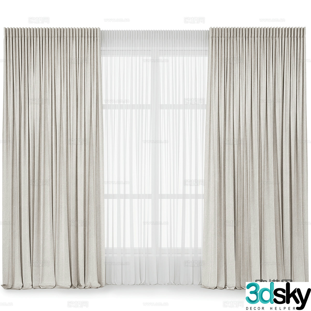 New Chinese style fabric curtain 3D model