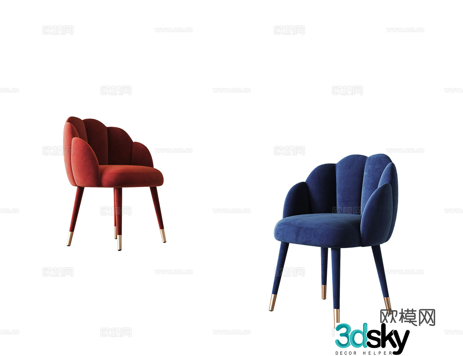 Modern single chair dining chair book chair fabric dining chair 3d model