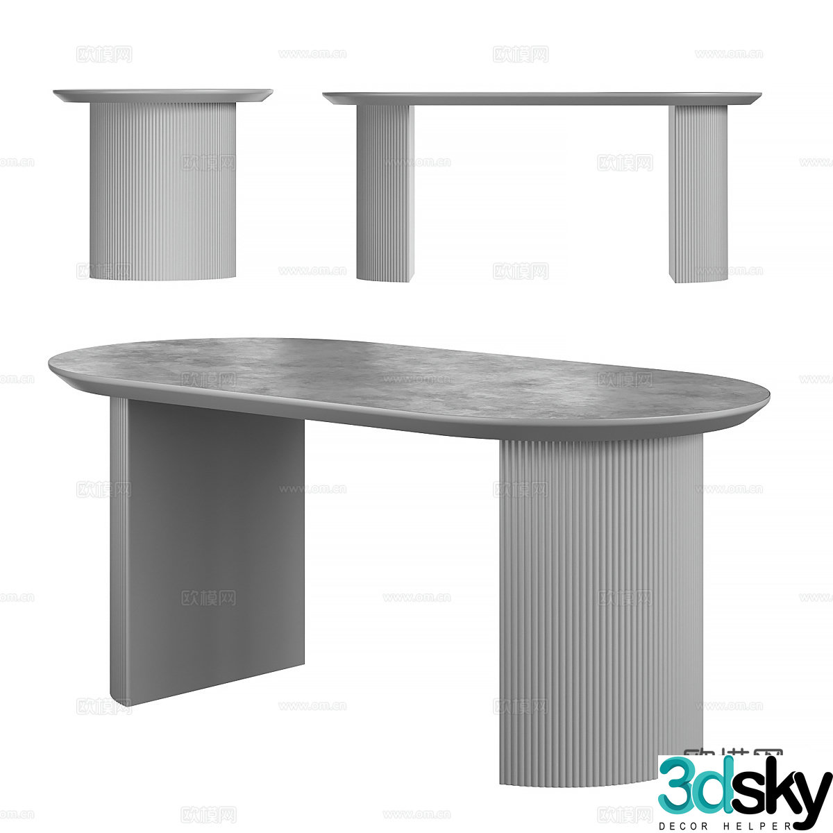 Dining table combination round table marble dining table negotiation table oval dining table simple dining table 3d model
