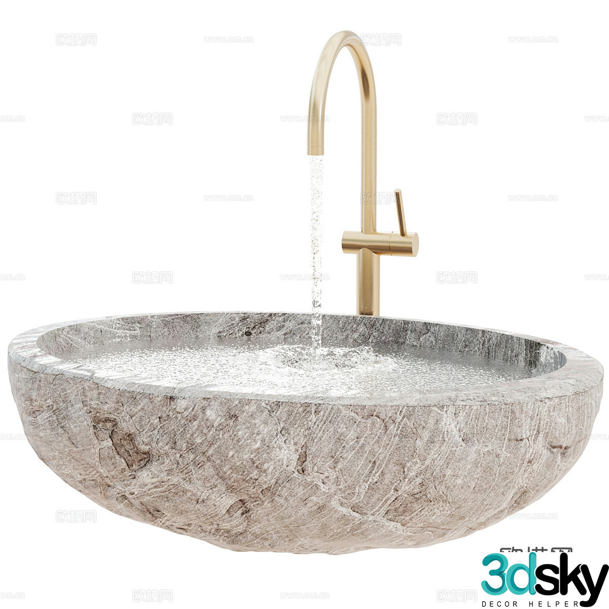 Creamy style washbasin outdoor sink stone washbasin creative washbasin different 3D model