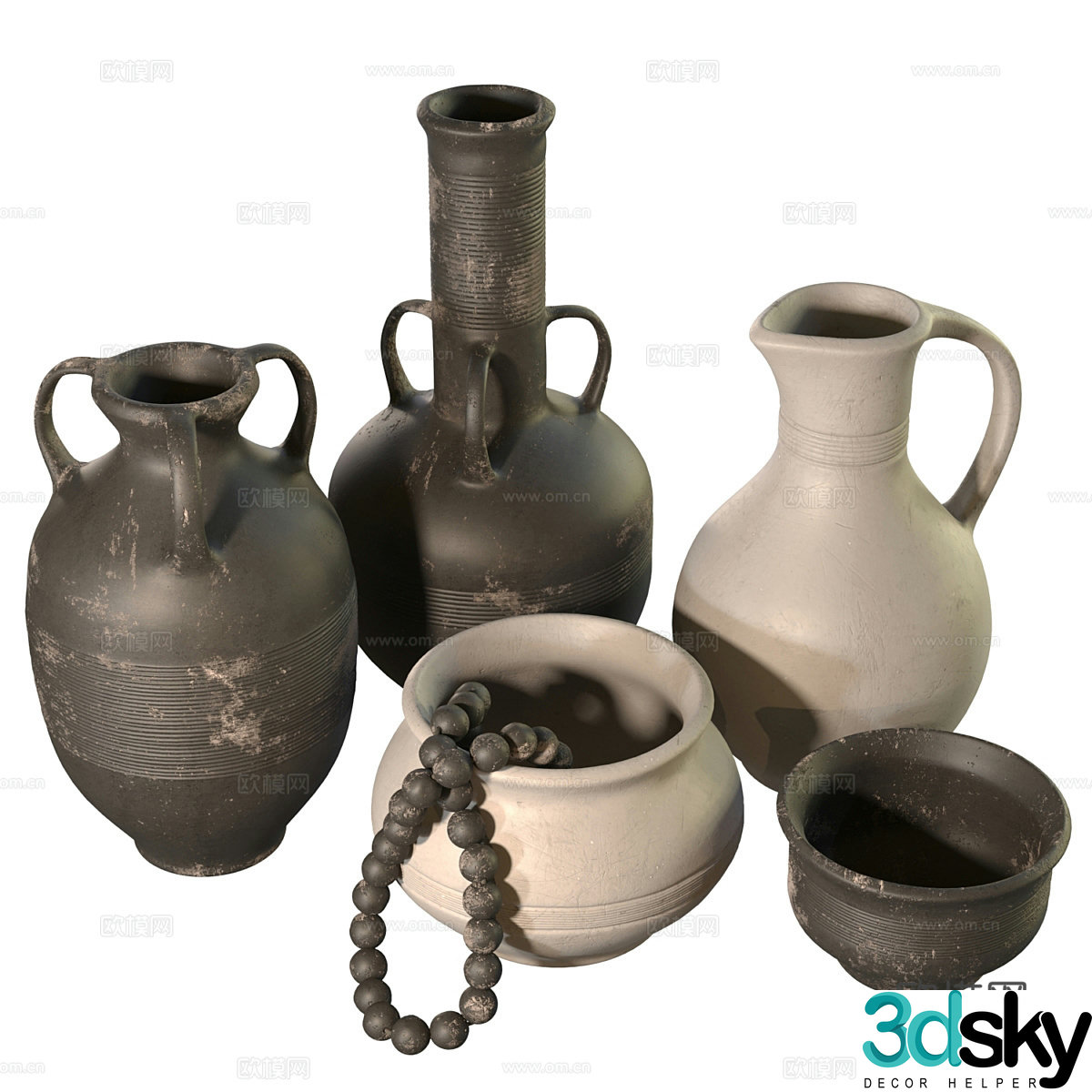 New Chinese style pot vase clay pot 3d model