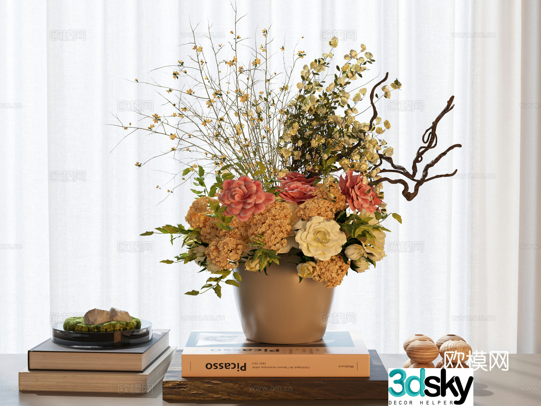 Modern vase Flower Flower Art Book Ornament Ornament Vase Ornament Modern vase Flower Art 3D Model