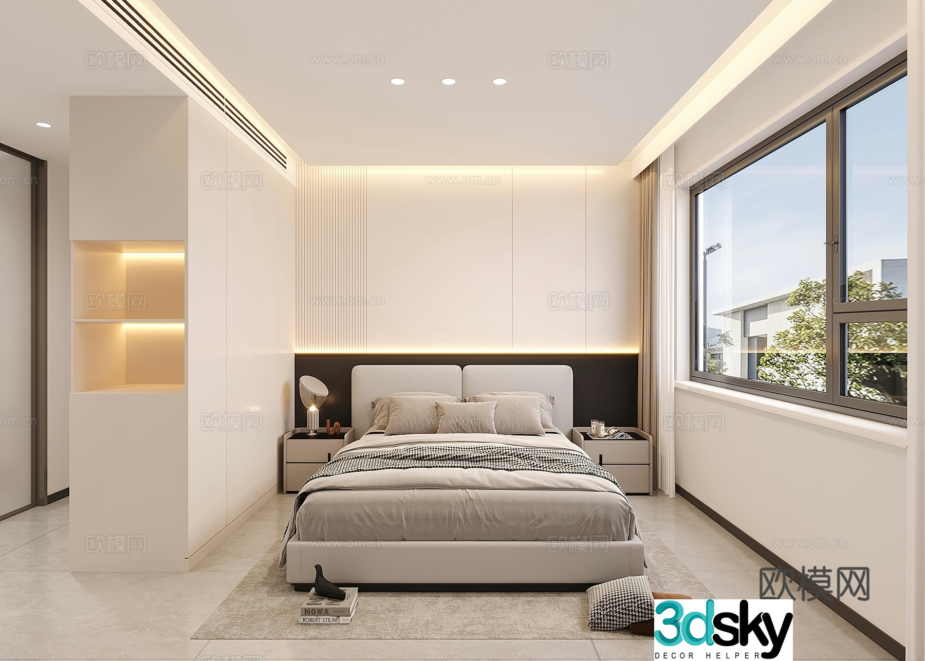 Creamy Bedroom 3d Model