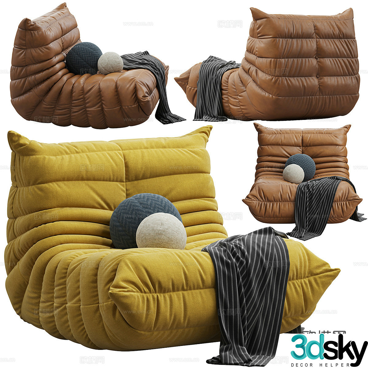 Modern Italian Ligne Roset casual sofa 3d model