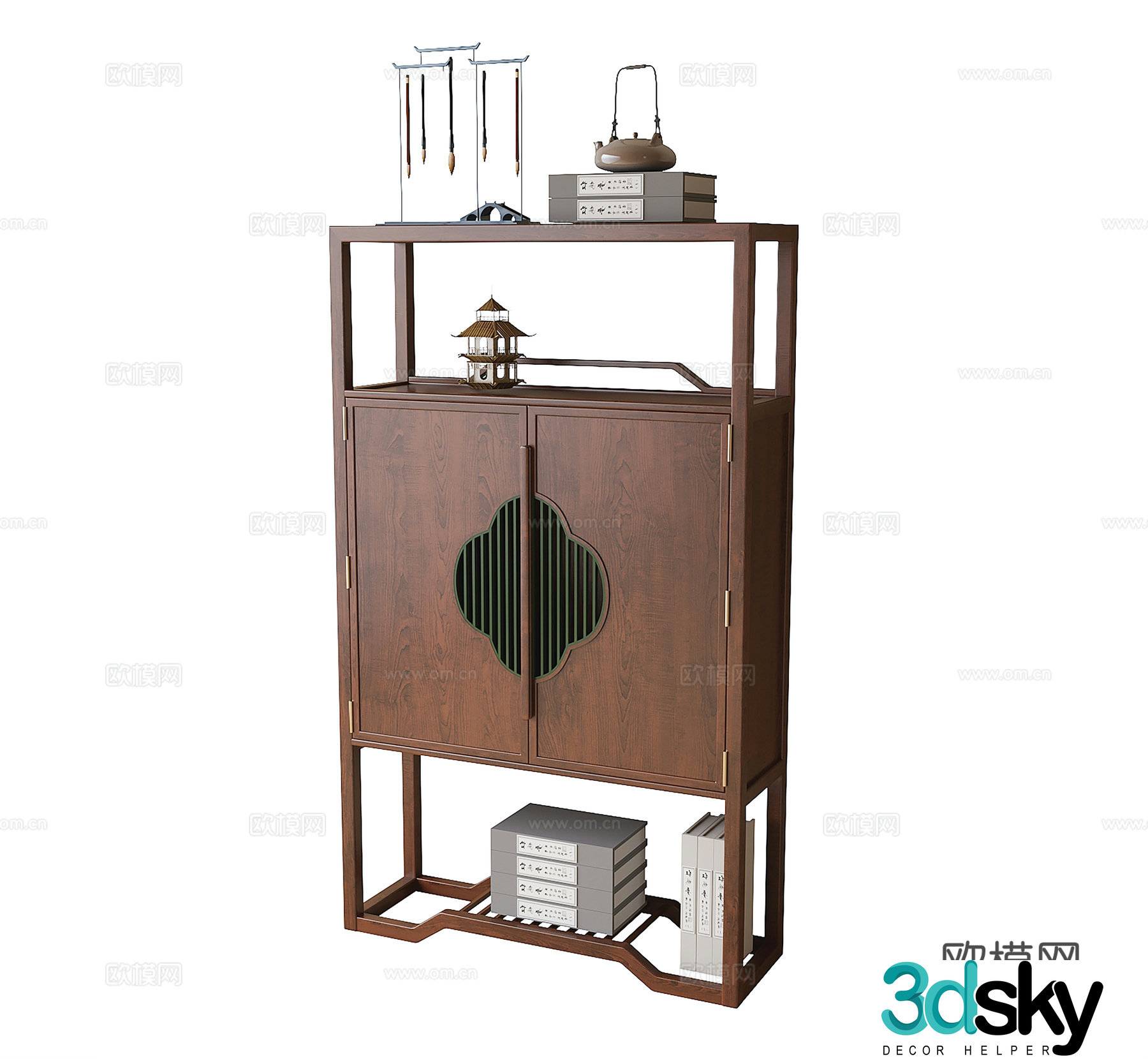 Chinese style decorative cabinet tea cabinet 3d model