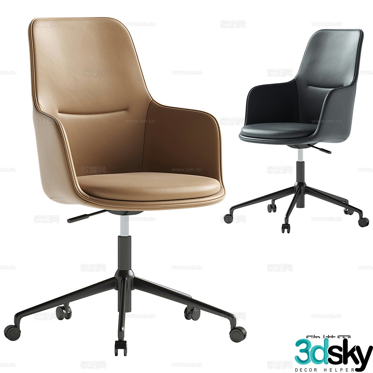Modern Italian leather office chair 3d model