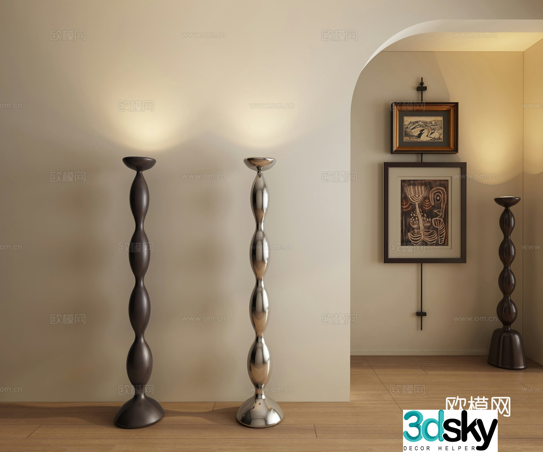 Retro atmosphere art floor lamp 3d model