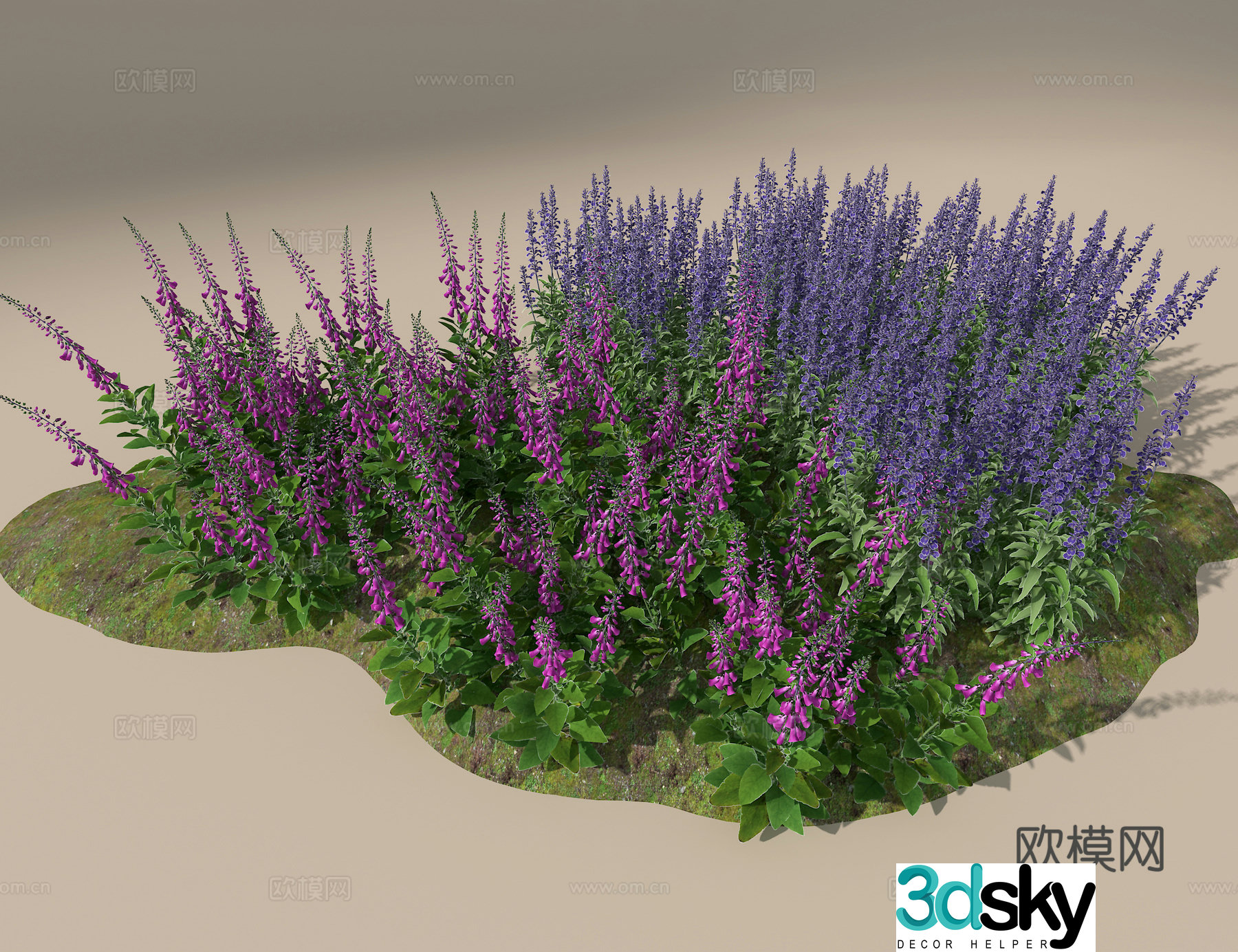 Landscape flowers and plants 3d model