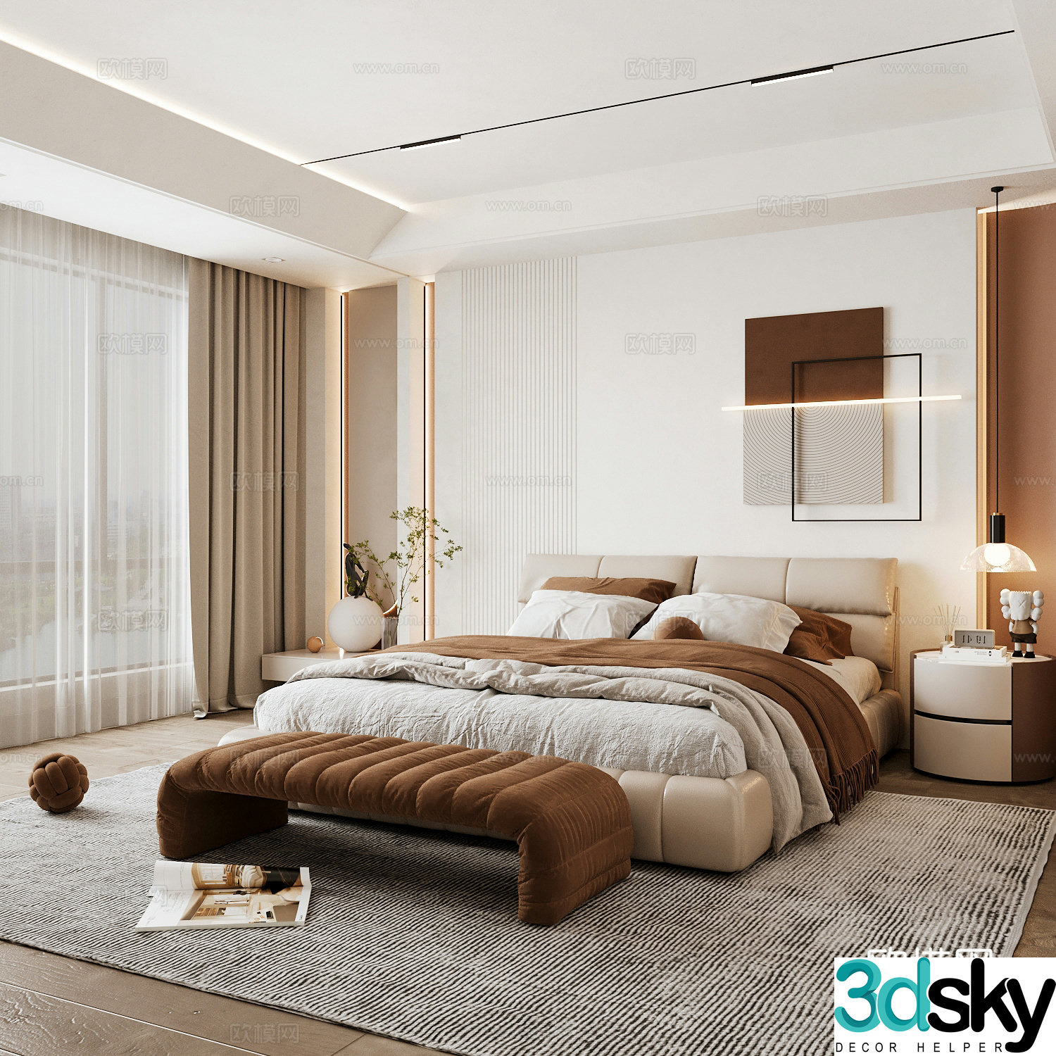 Modern home bedroom Modern bedroom Italian bedroom Simple bedroom Italian bed 3d model