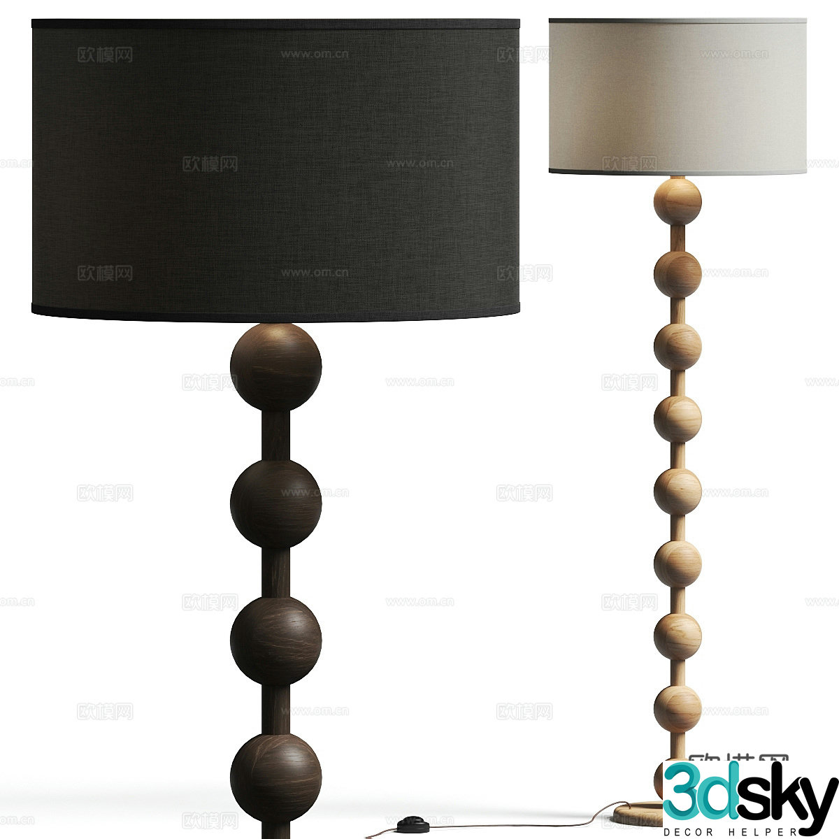 New Chinese Wasabi Hugo Barbell Floor Lamp 3D Model