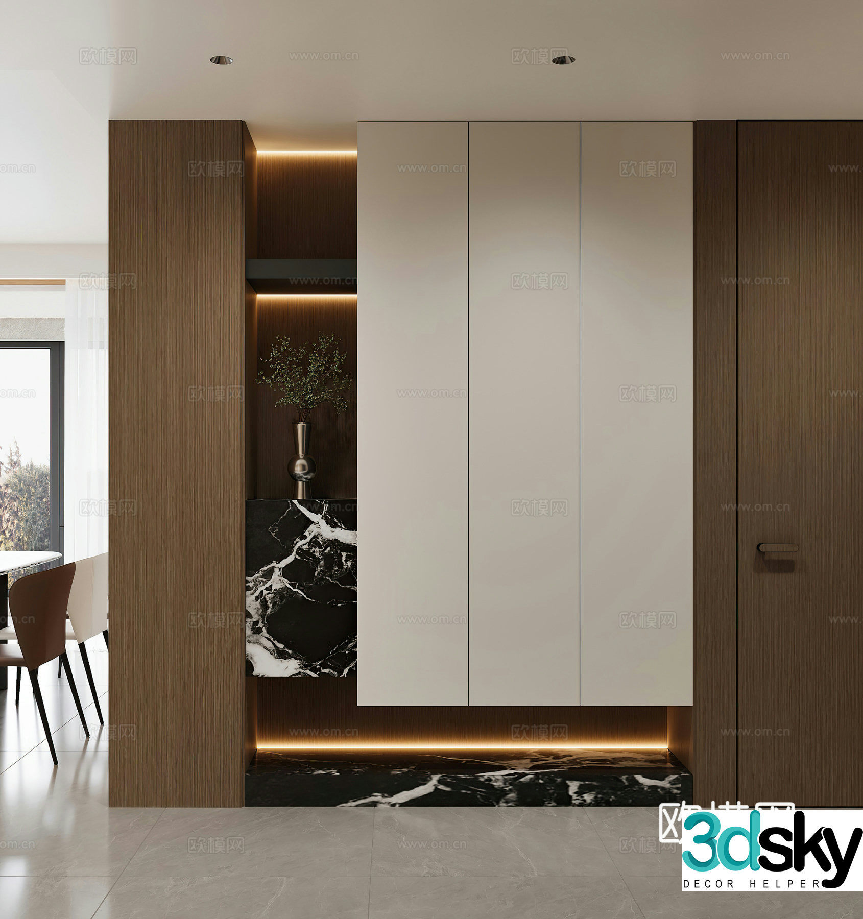 Modern porch porch cabinet shoe cabinet view wall decorative wall decorative cabinet aisle entrance 3D model