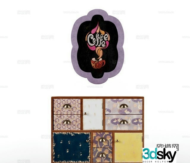European table cabinet 3D model